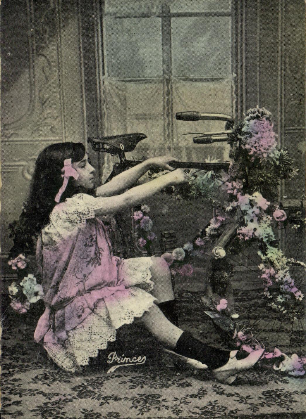 VINTAGE POSTCARD Fantasy Child Bicycle