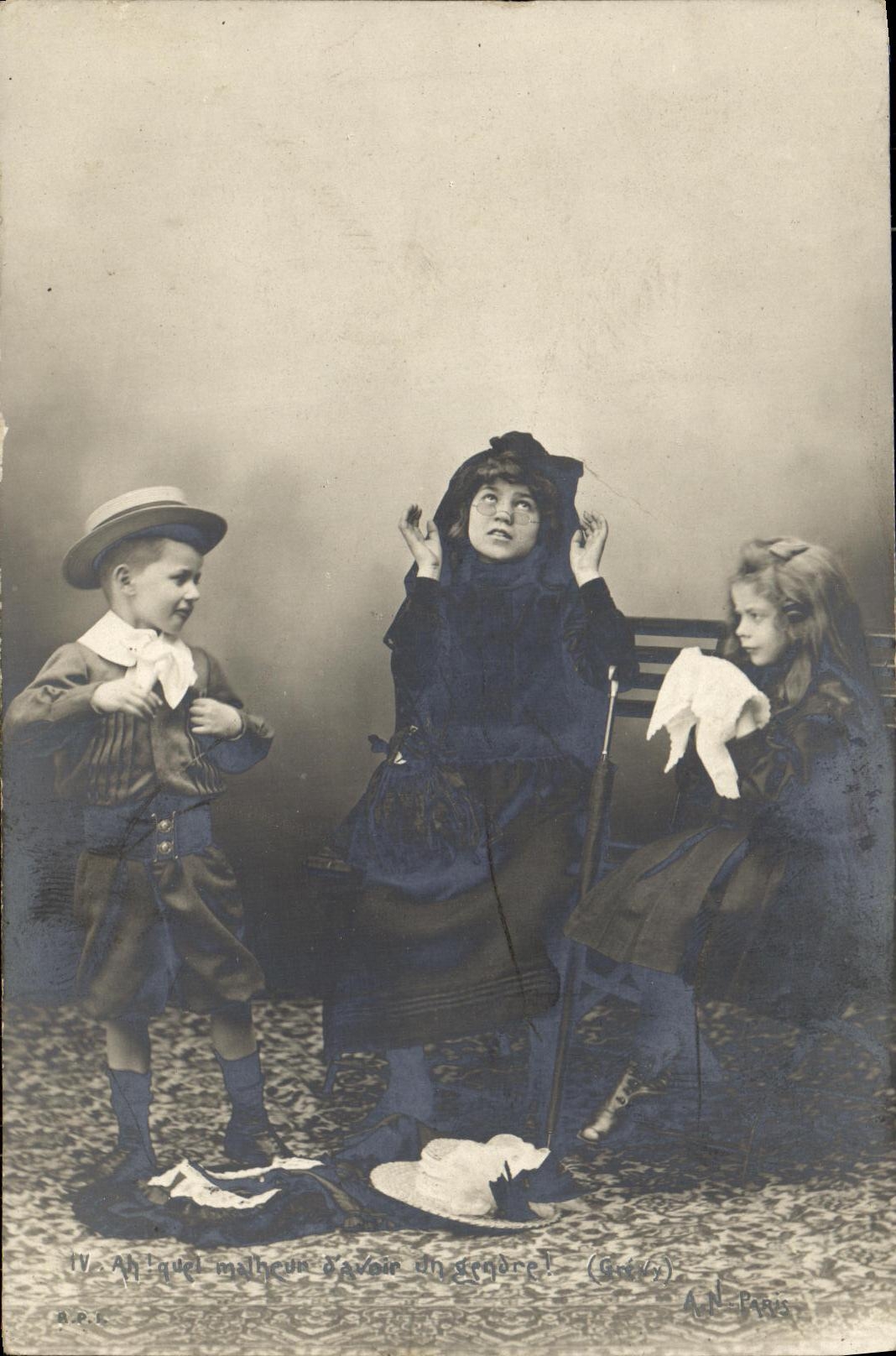 VINTAGE POSTCARD Fantaisie Child has which misfortune D to have a son in law