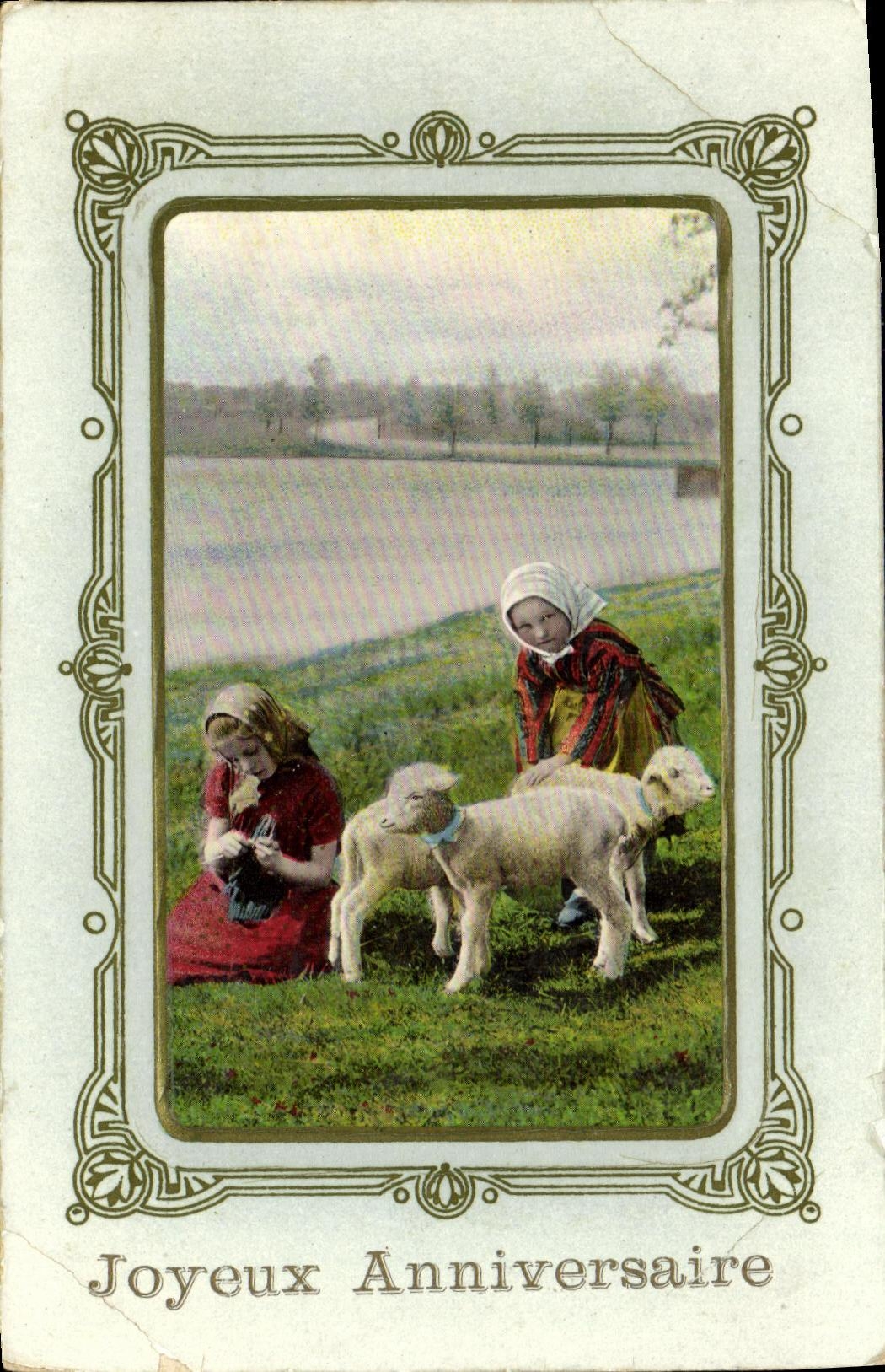 CPA Fantaisie Enfants Agneaux 