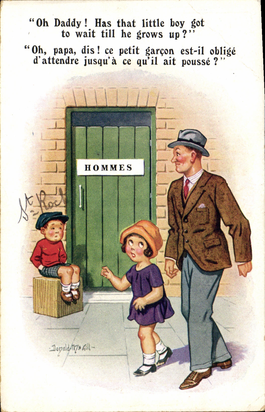 VINTAGE POSTCARD Fantasy Child oh daddy has just the little servant boy