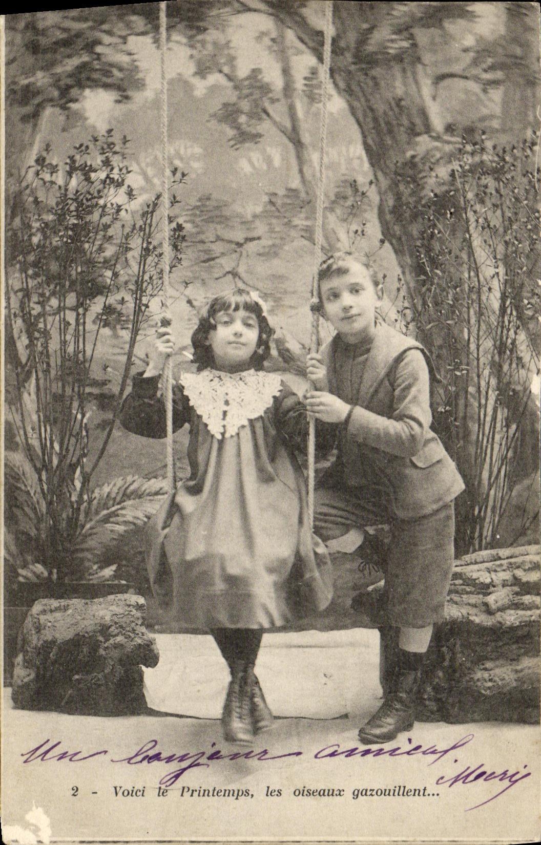 CPA Fantaisie Enfants Balancoire 