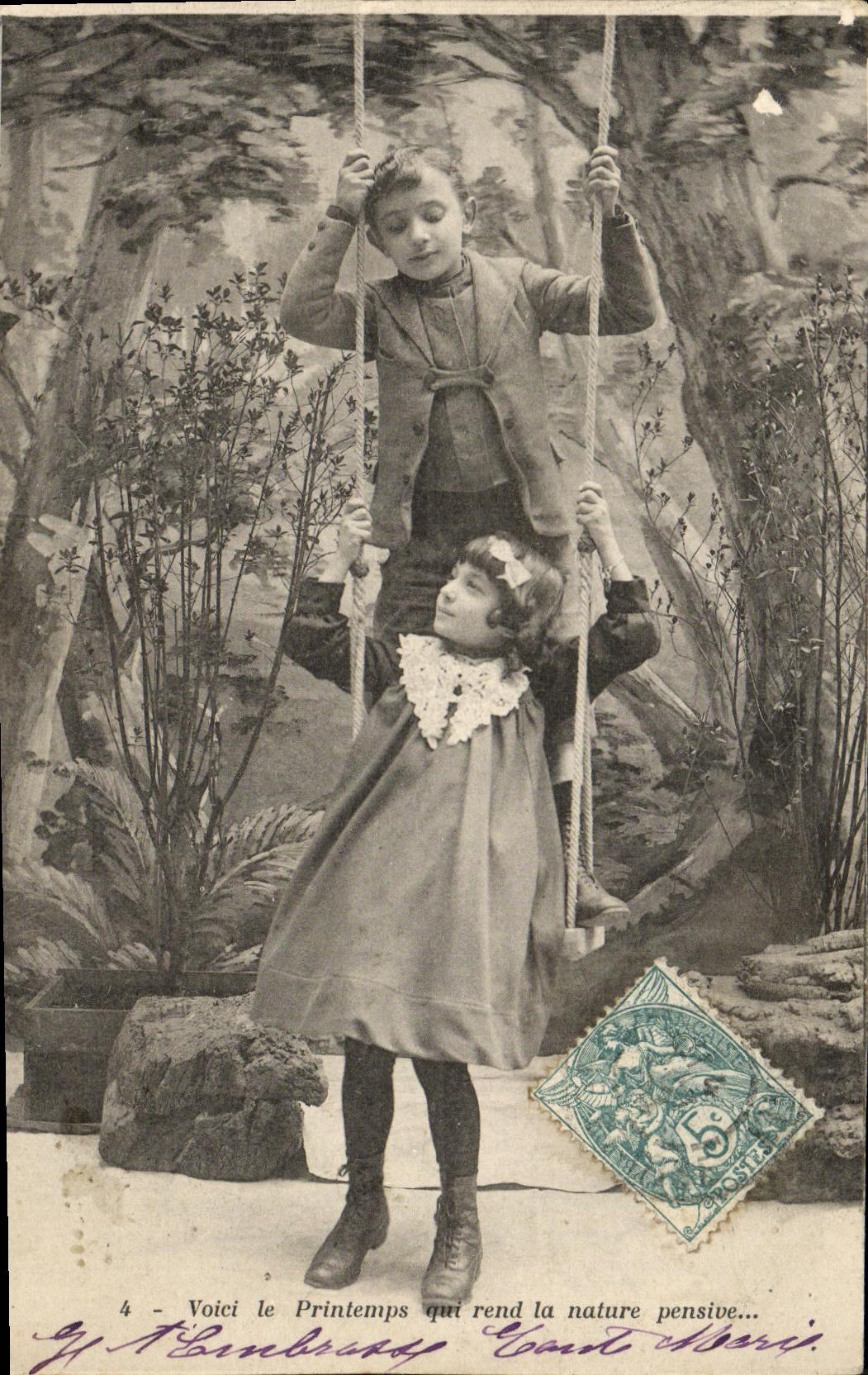 CPA Fantaisie Enfants Balancoire 