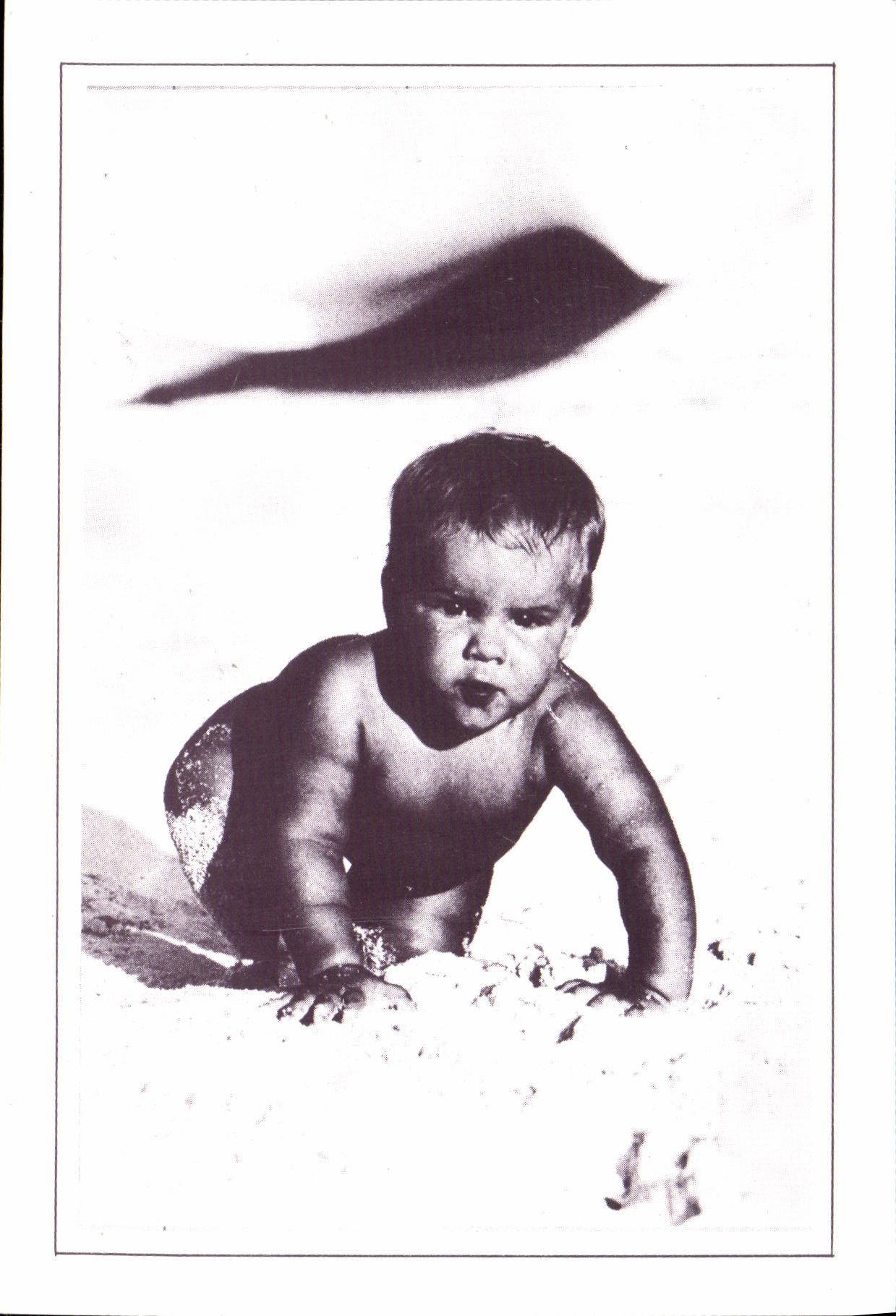 MODERN CARD Fantasy Child To be born and live Baby in sand