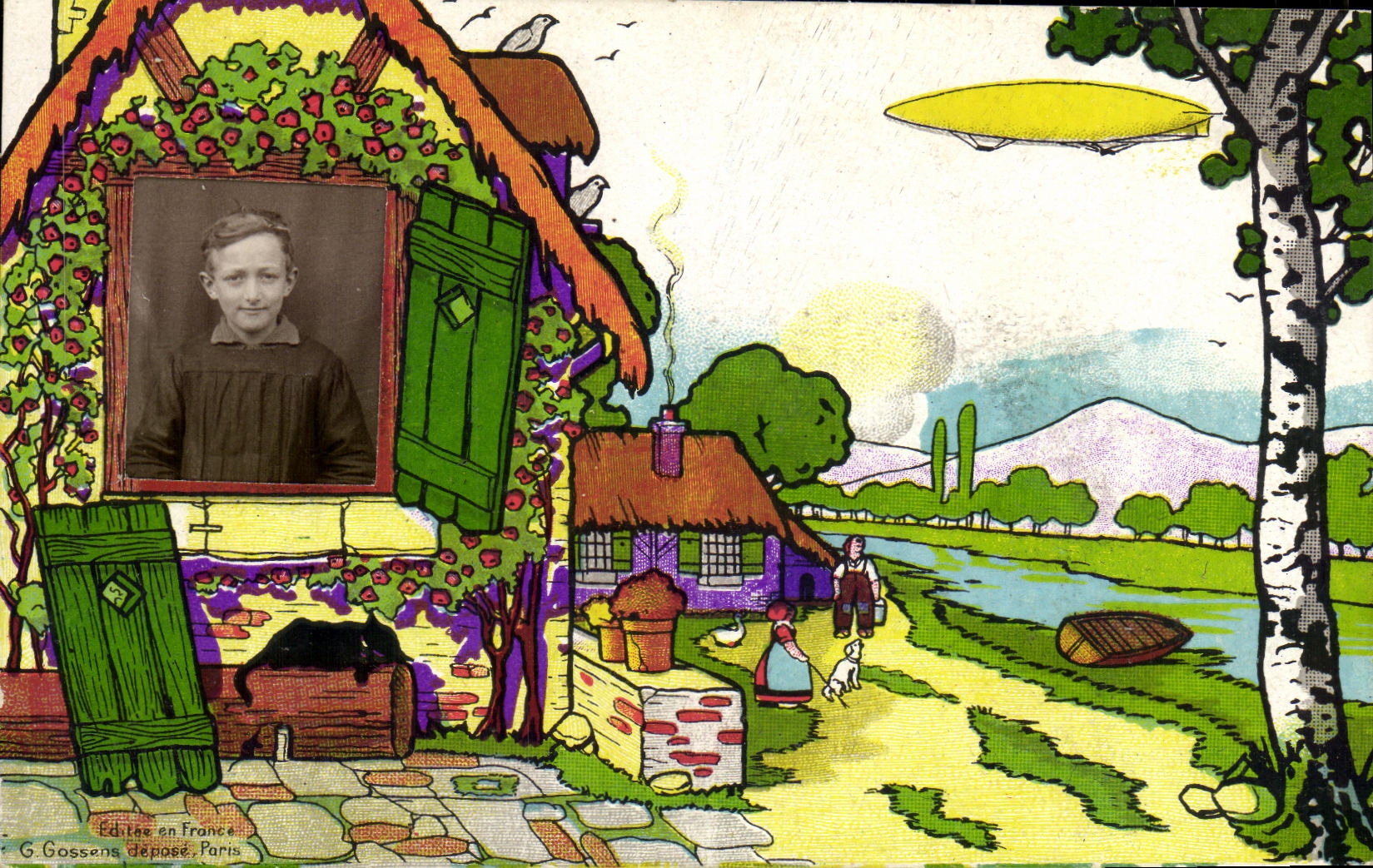 CPA Fantaisie Enfant ZEppelin Dirigeable 