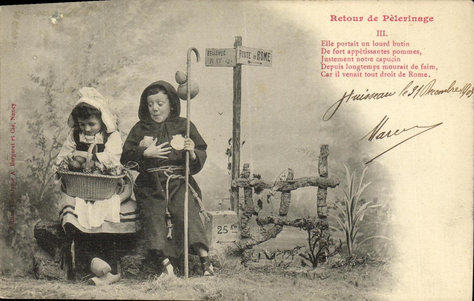 CPA Fantaisie Enfant Retour de pelerinage Moine