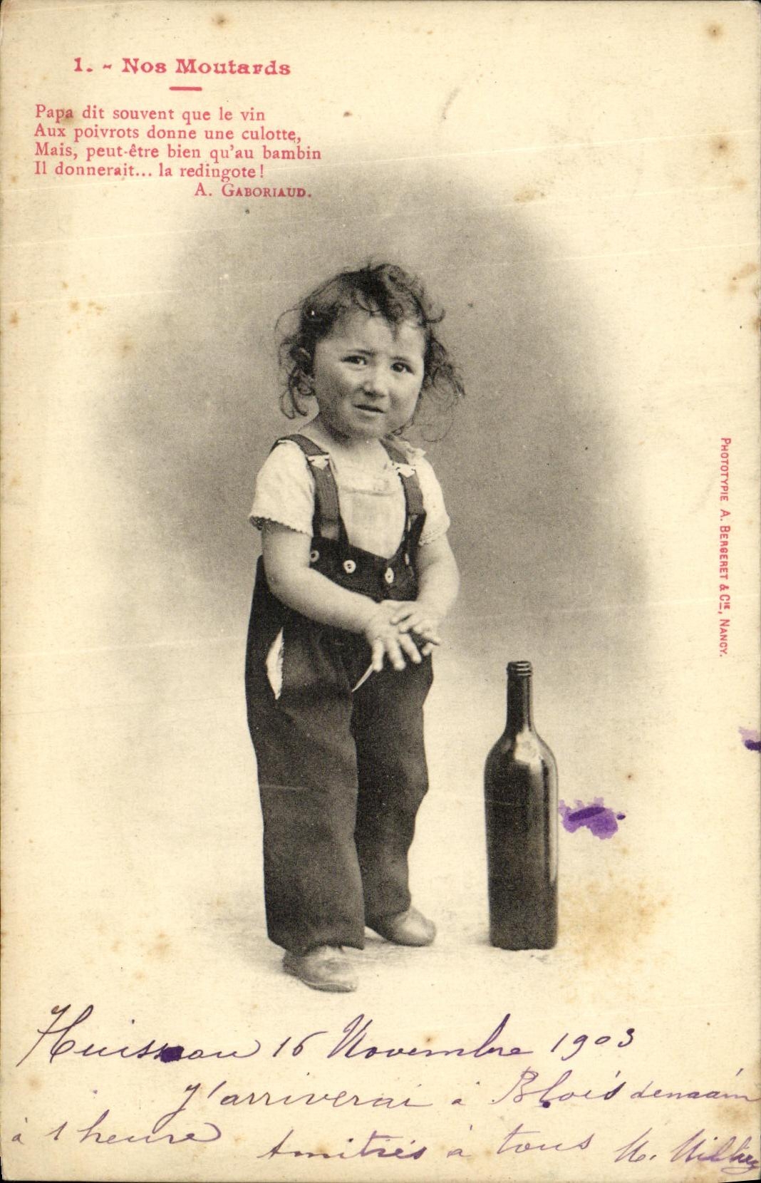VINTAGE POSTCARD Fantasy Child Our kids Wine Alcohol