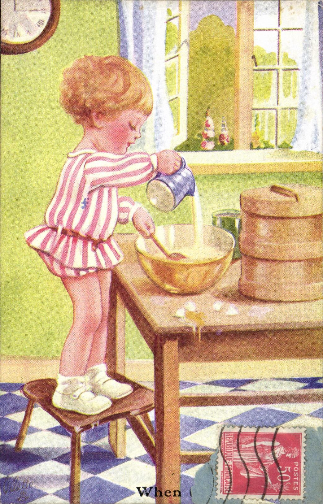 VINTAGE POSTCARD Fantasy Child Happy childhood