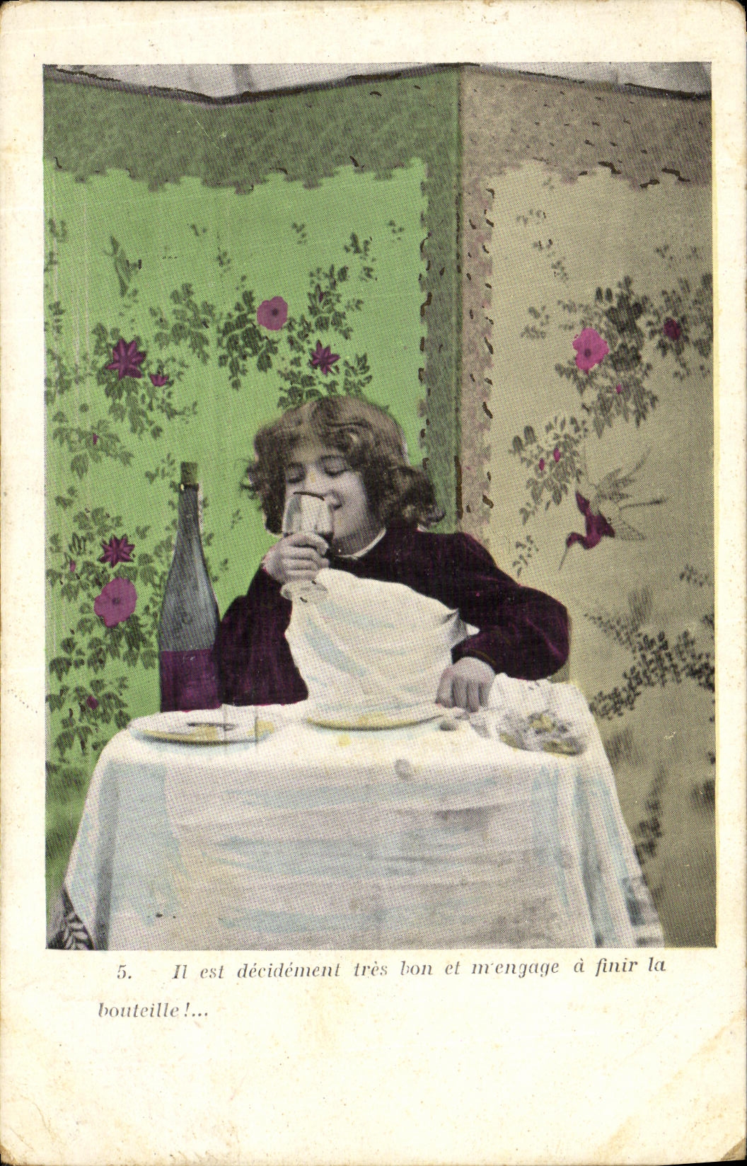 CPA Fantaisie Enfant Vin Alcool