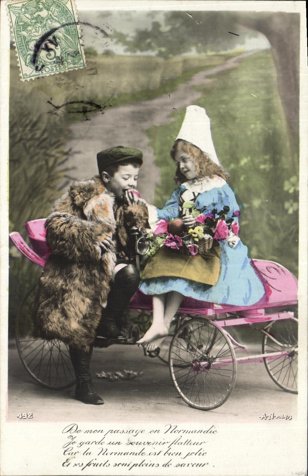VINTAGE POSTCARD Fantasy Child Cars