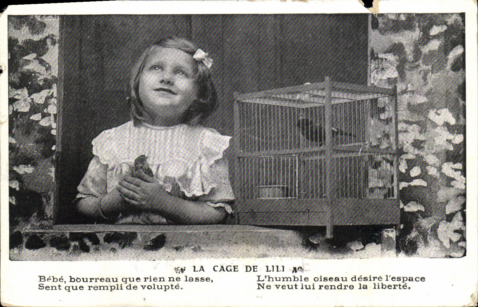 CPA Fantaisie Enfant Oiseau La cage de Lili