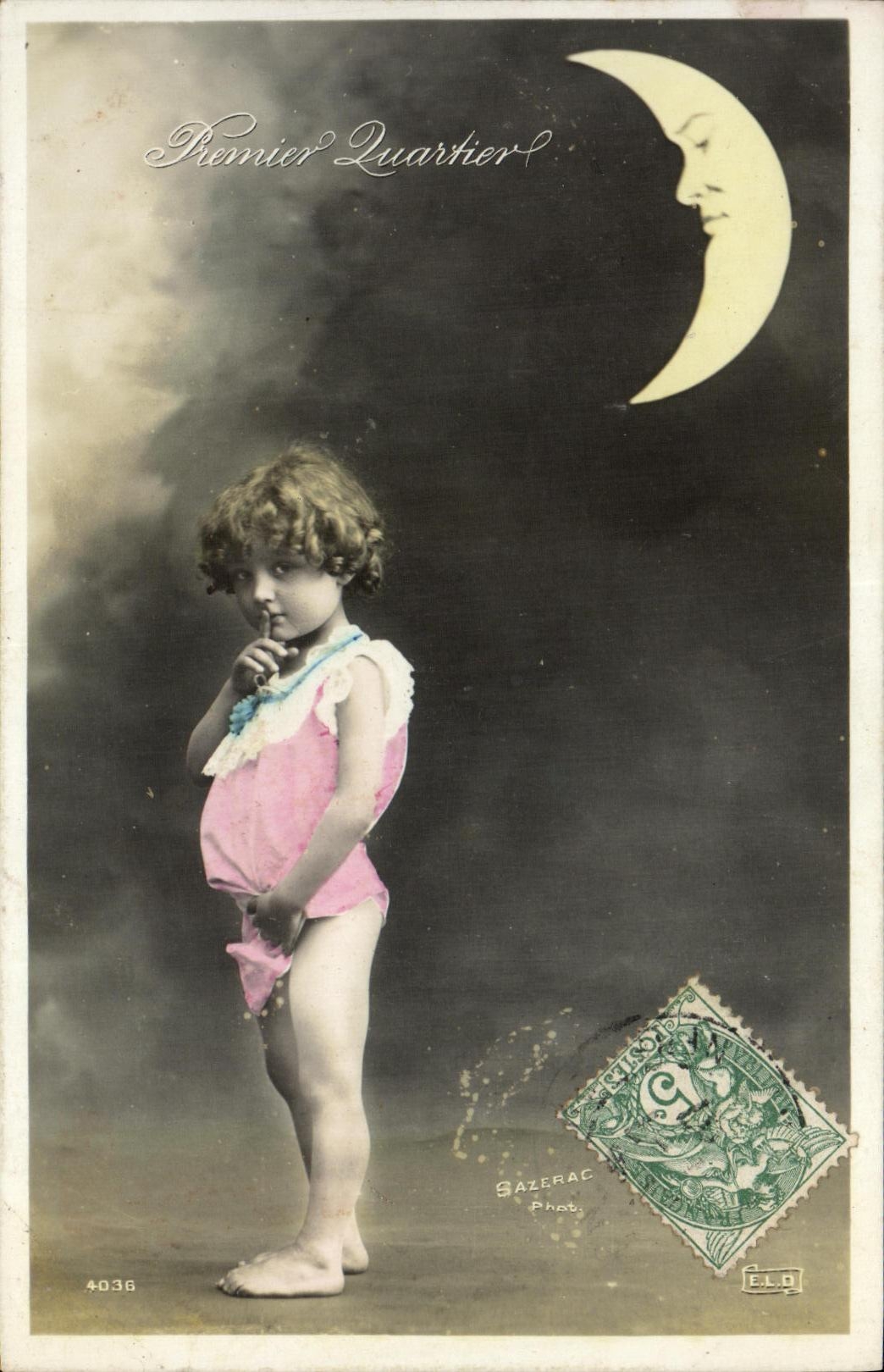 VINTAGE POSTCARD Fantasy Child First district the Moon