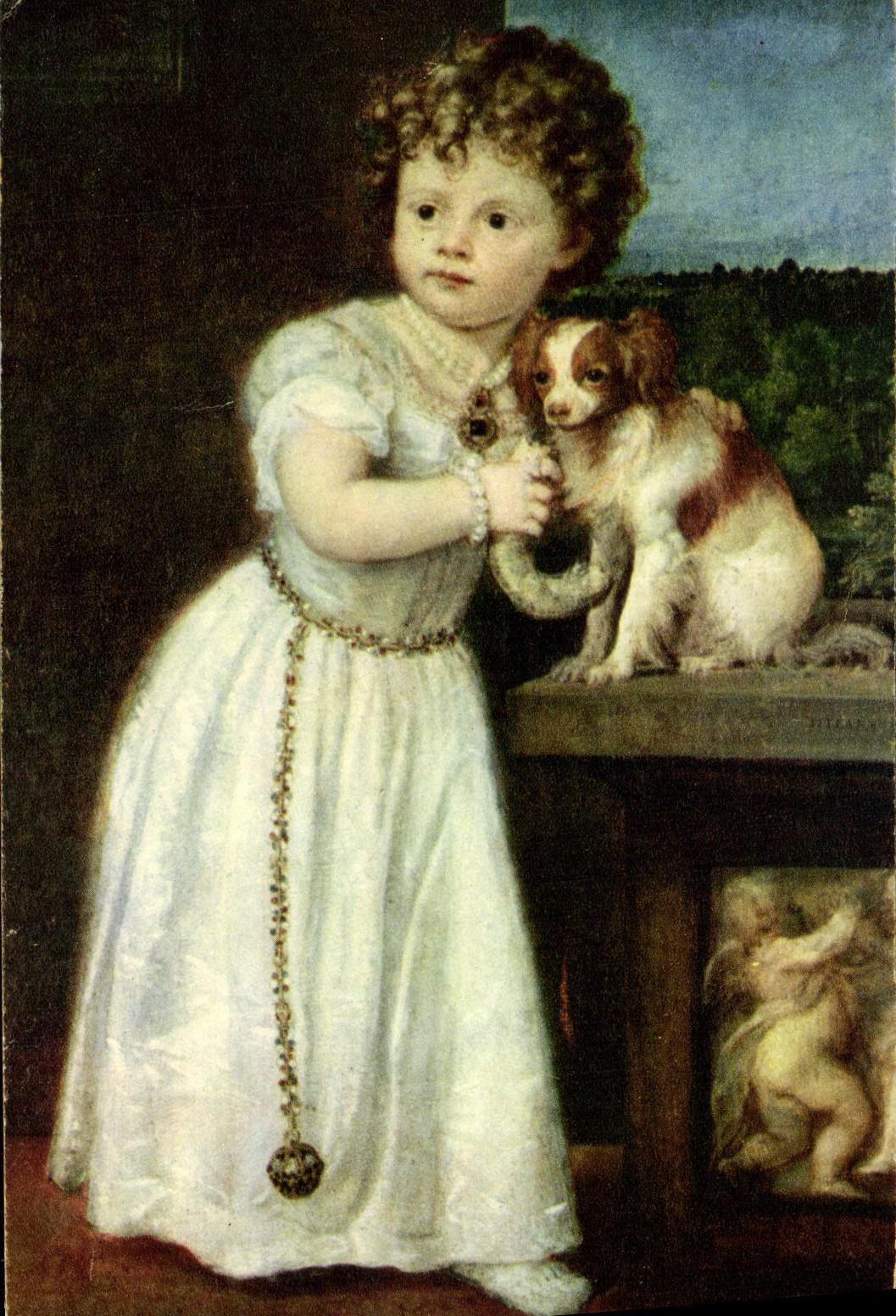 CPSM Fantasy Child Titien Image of the girl of Roberto Strozzi Dog