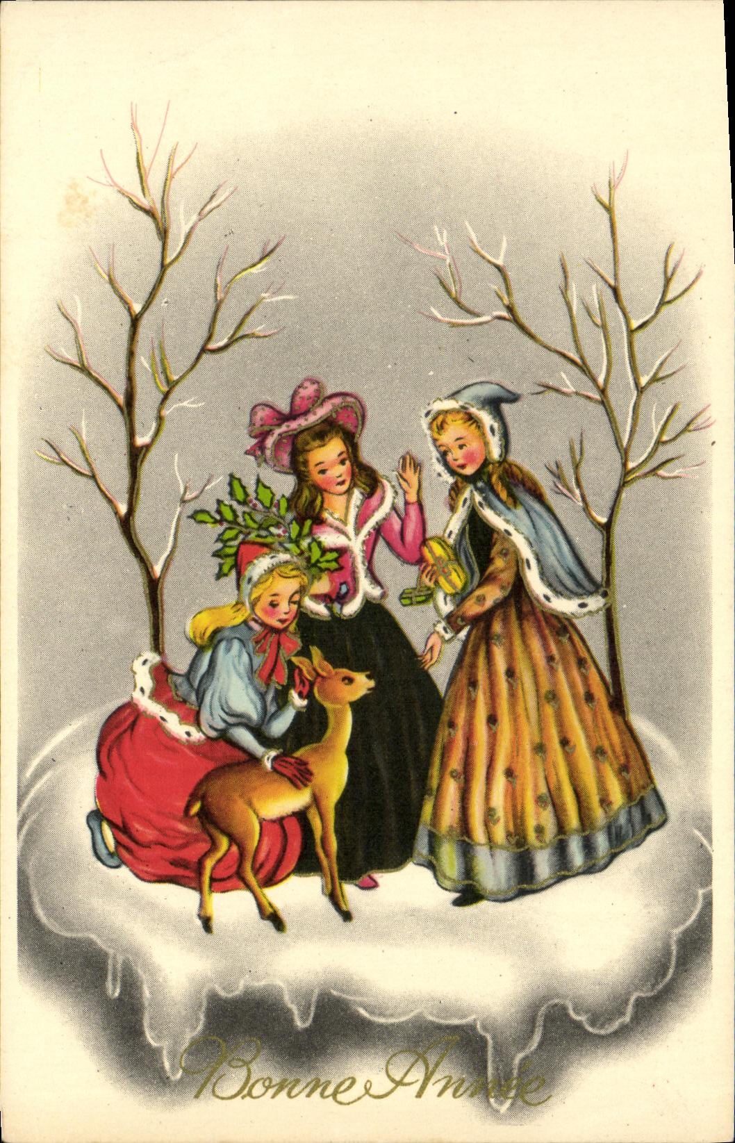 VINTAGE POSTCARD Fantasy Women Hind Happy New Year