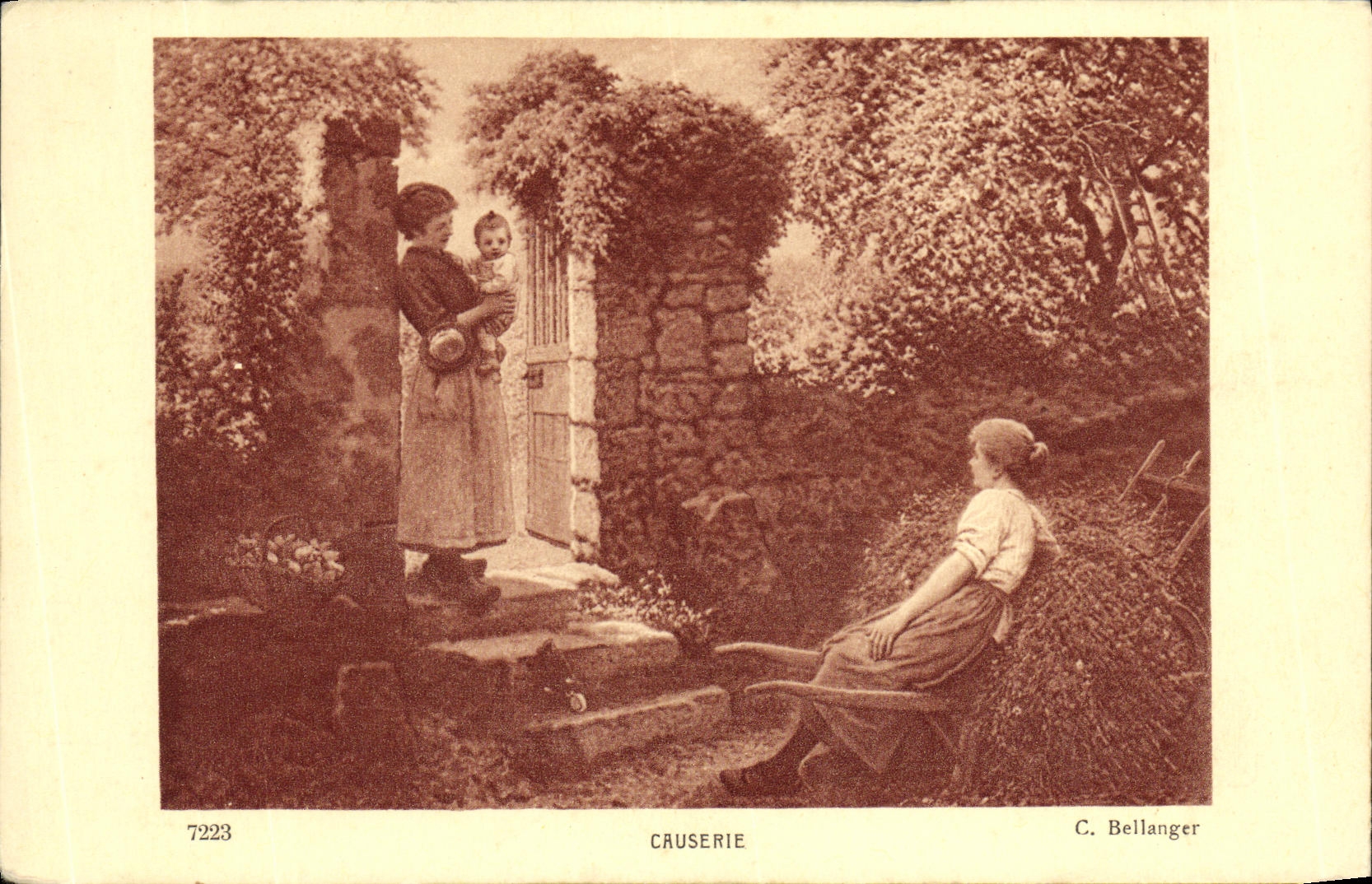 CPA Fantaisie Femmes et Enfant Causerie