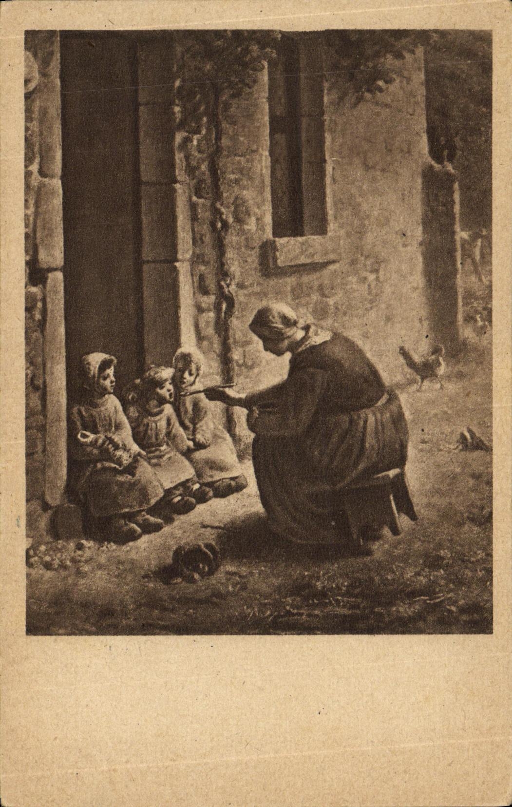 VINTAGE POSTCARD Fantasy Children the beakful Millet