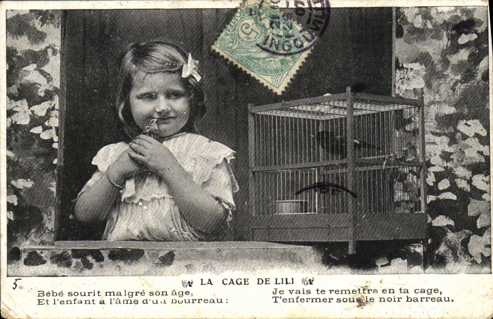 CPA Fantaisie Enfant La cage de Lili Oiseau