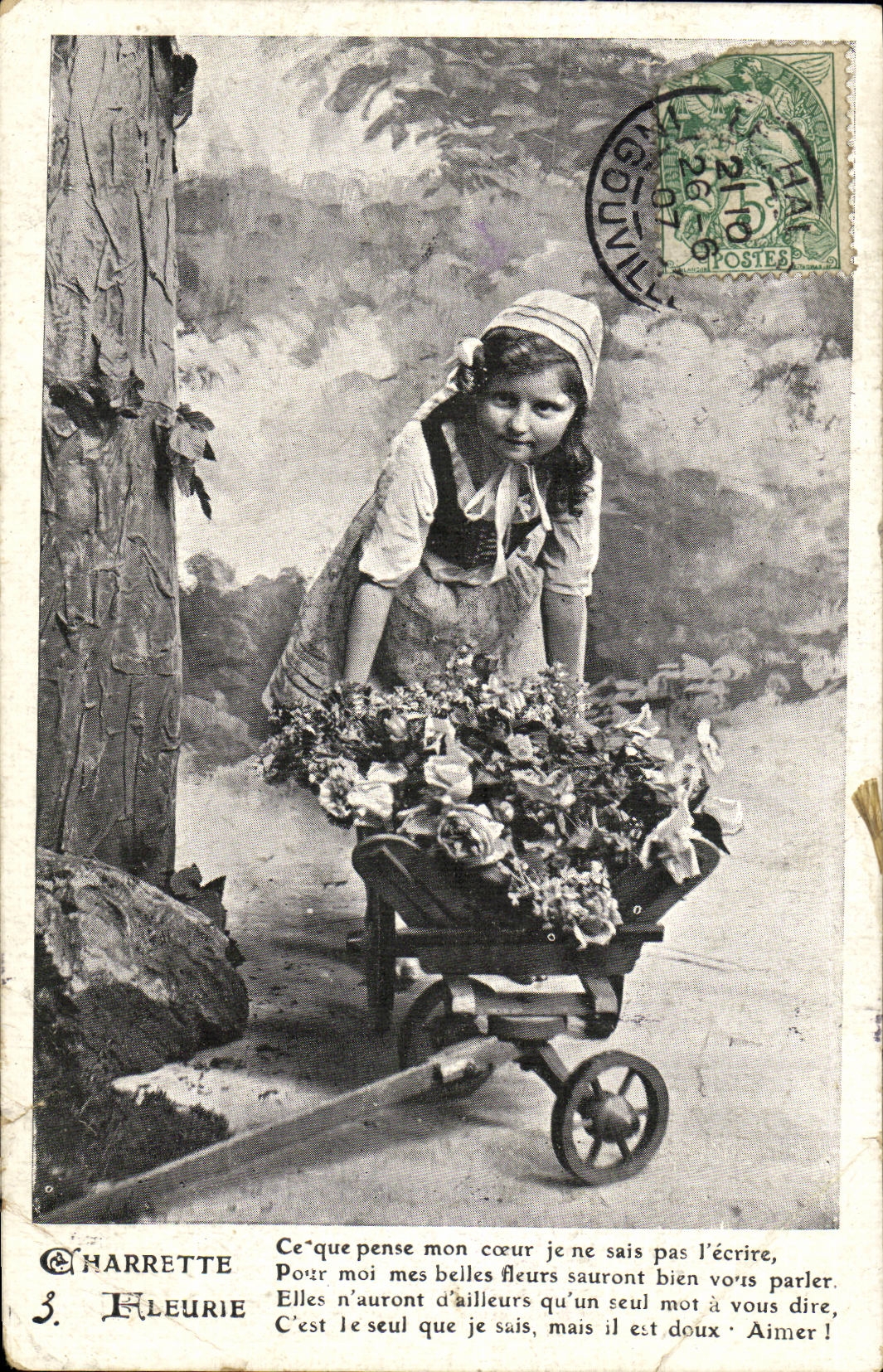 VINTAGE POSTCARD Fantasy Charrtte Child flowered