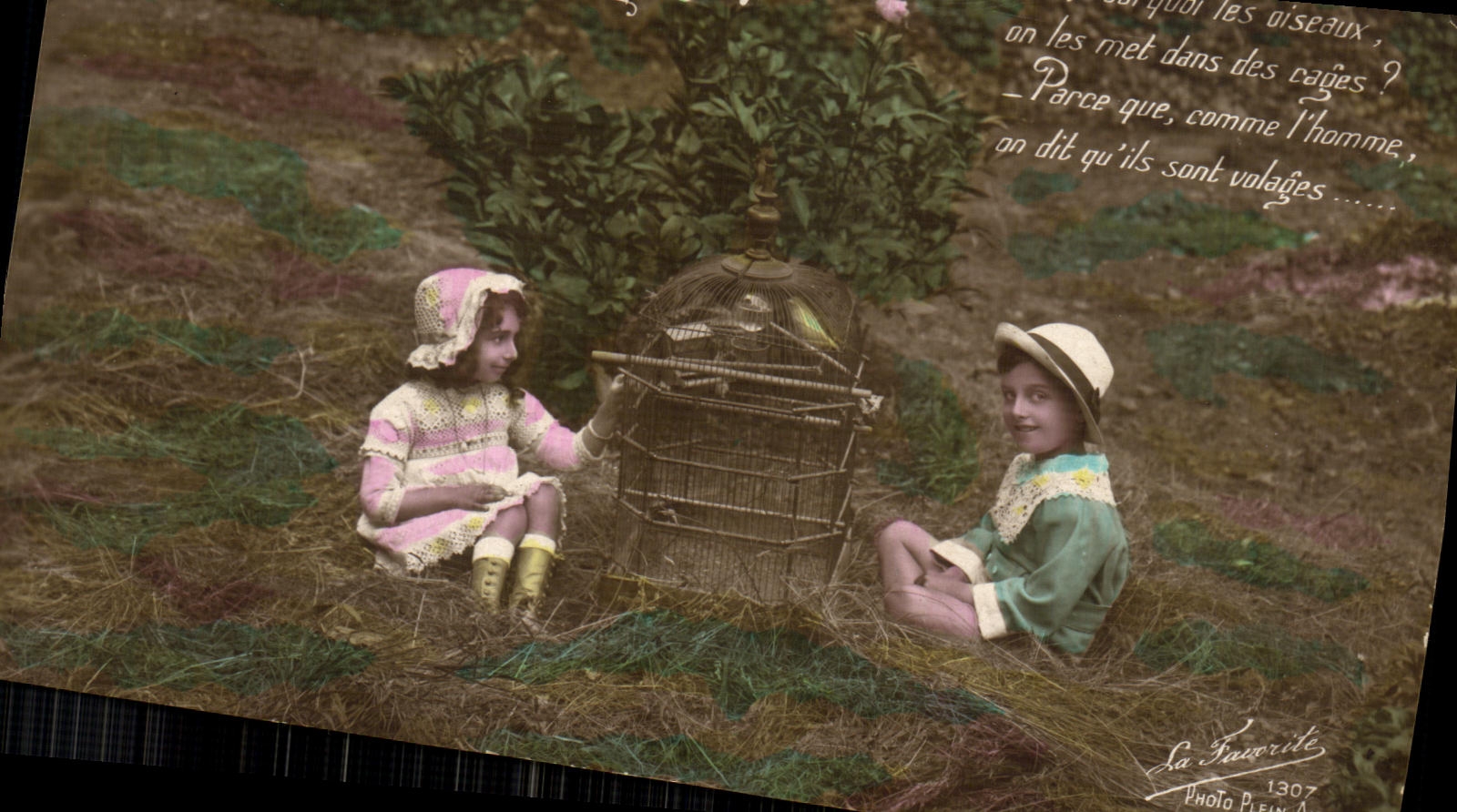 VINTAGE POSTCARD Fantasy Children Birds