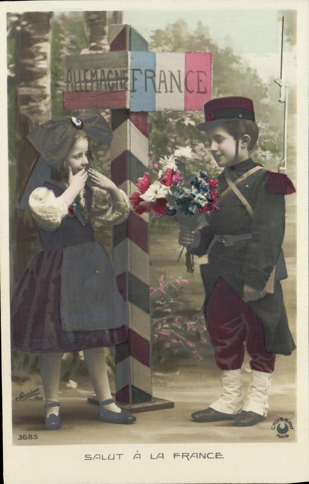 CPA Fantaisie Enfants Allemagne France Militaria