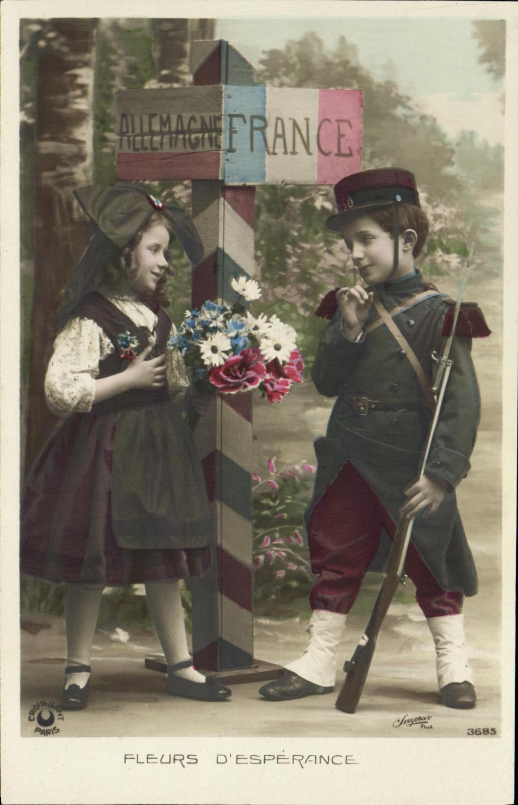 CPA Fantaisie Enfants Allemagne France Militaria