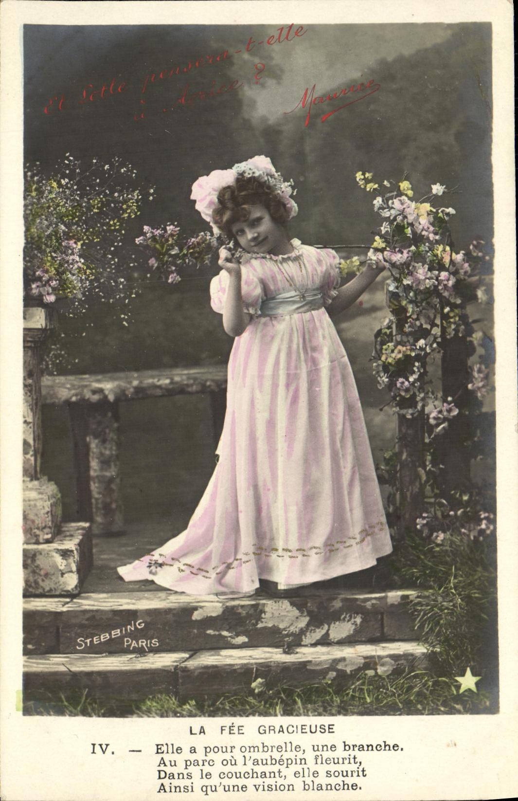 VINTAGE POSTCARD Fantasy Children the gracious fairy