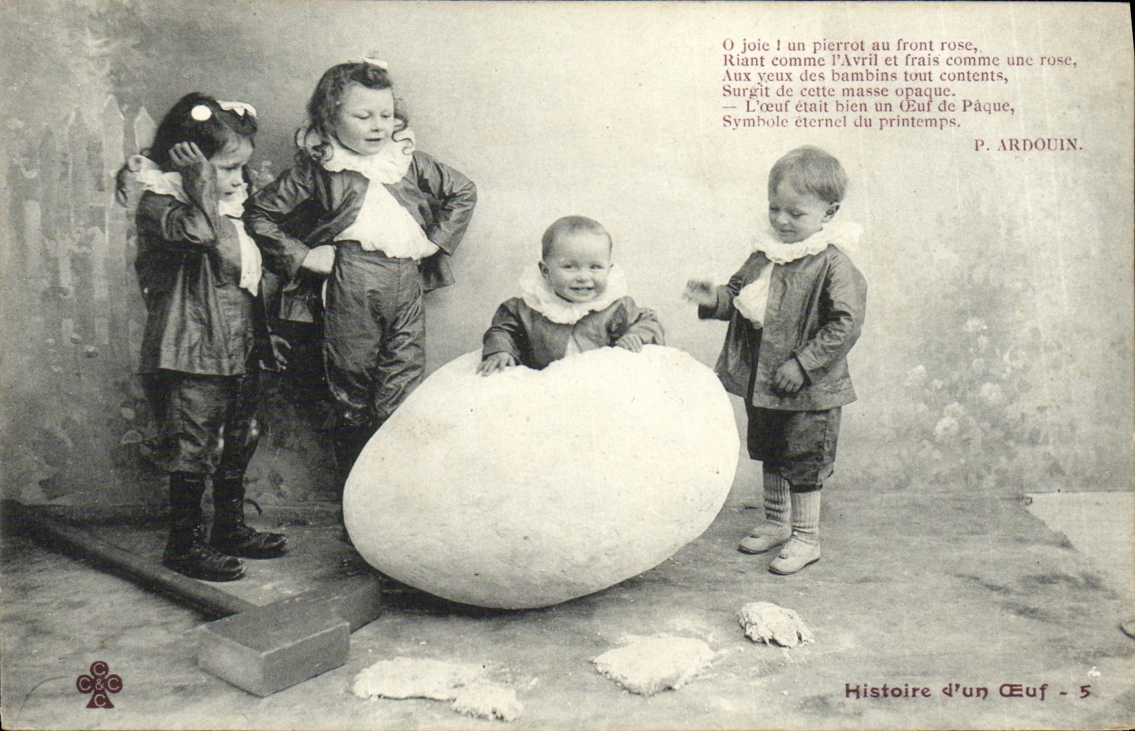 VINTAGE POSTCARD Fantasy Children History D an egg