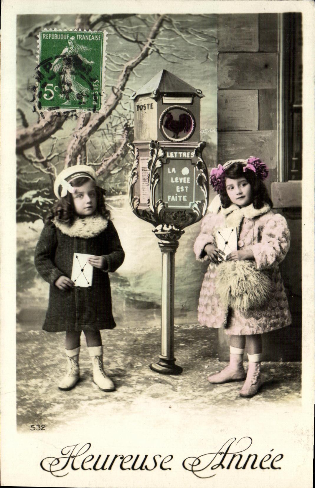 VINTAGE POSTCARD Fantasy Children Letter box Cock
