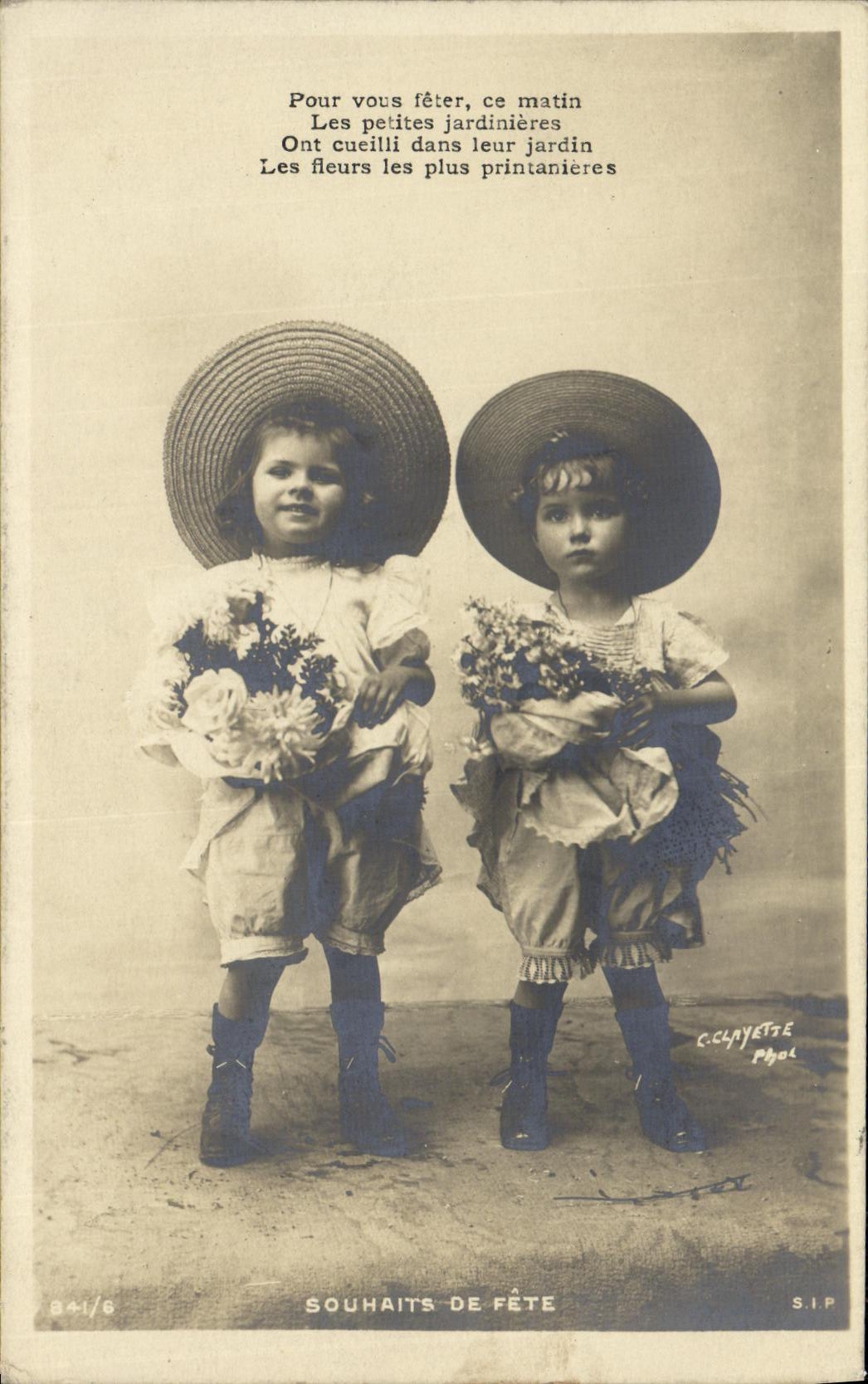 VINTAGE POSTCARD Fantasy Children Wishes of festival