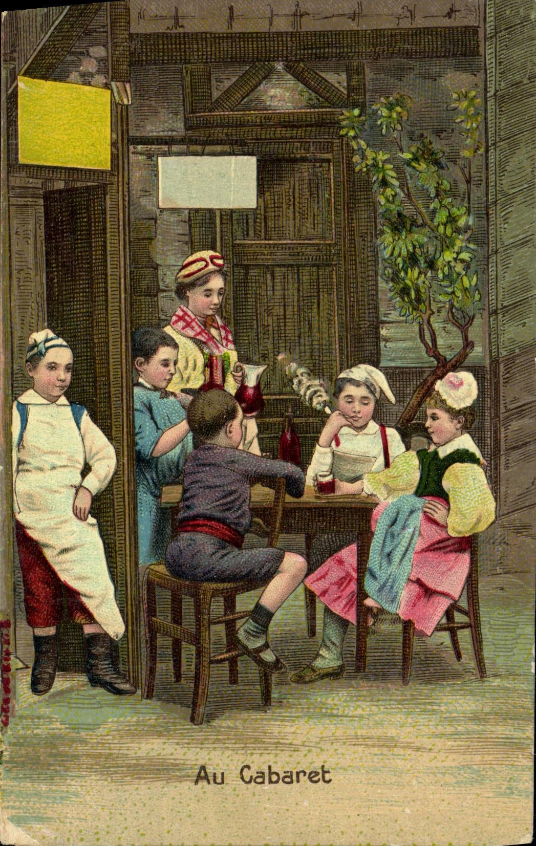 VINTAGE POSTCARD Fantasy Children With the cabaret