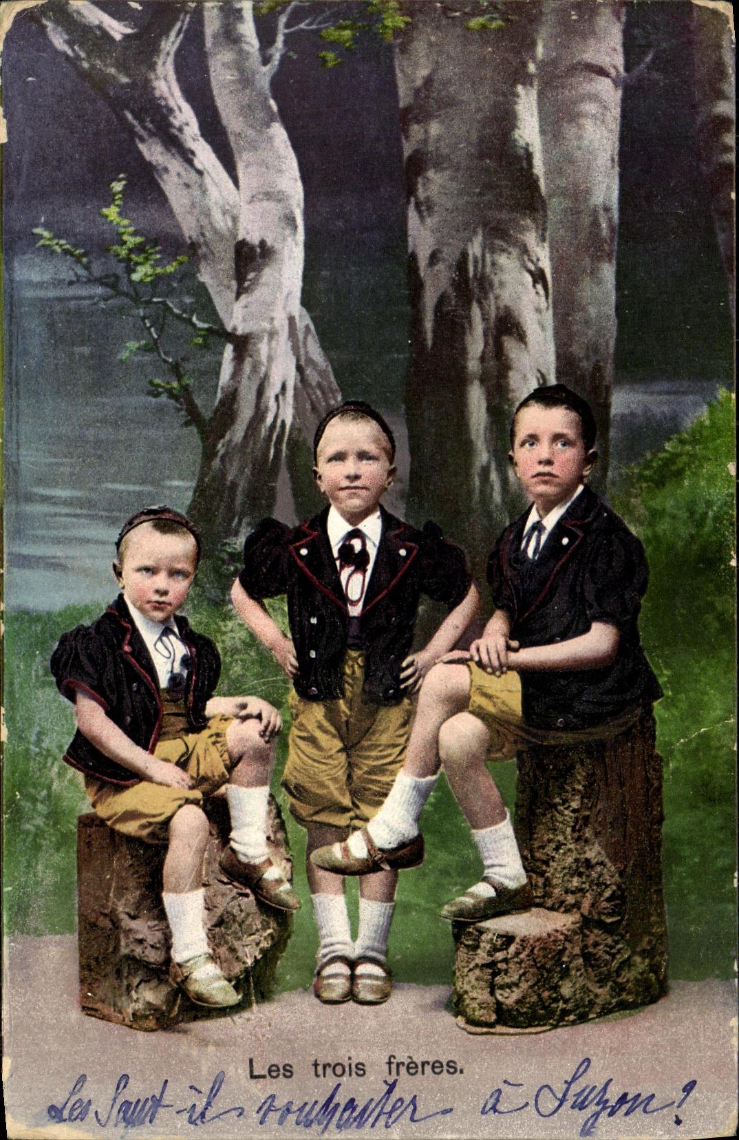 VINTAGE POSTCARD Fantasy Children the three brothers Folklore