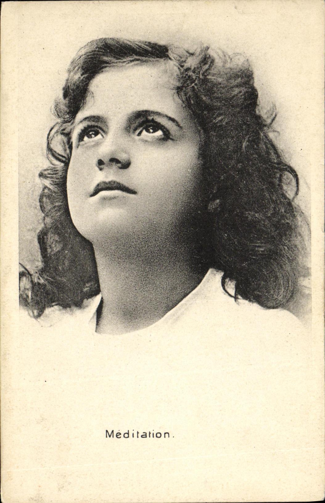 VINTAGE POSTCARD Fantasy Child Meditation