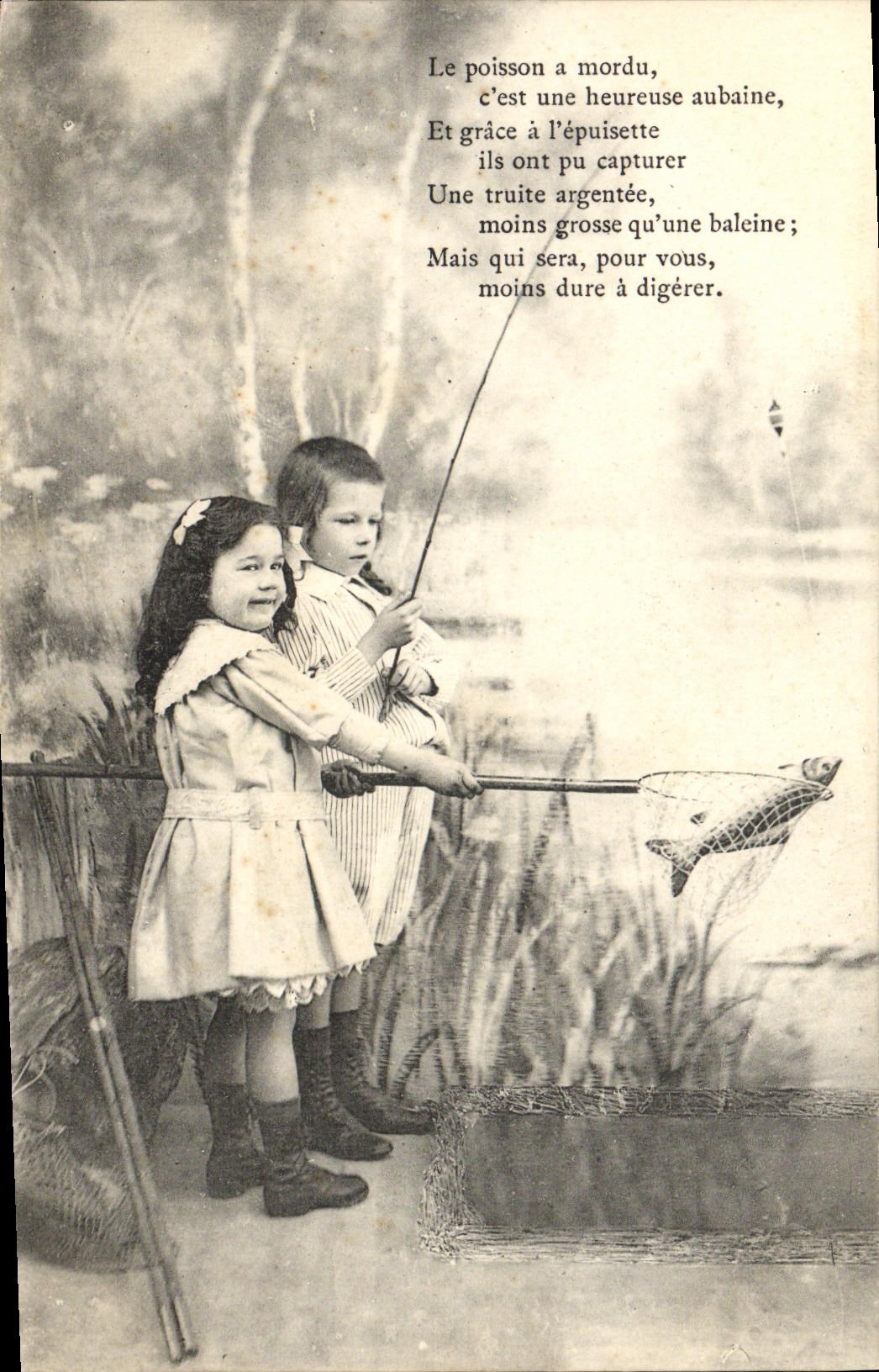 CPA Fantaisie Enfants Peche Poisson