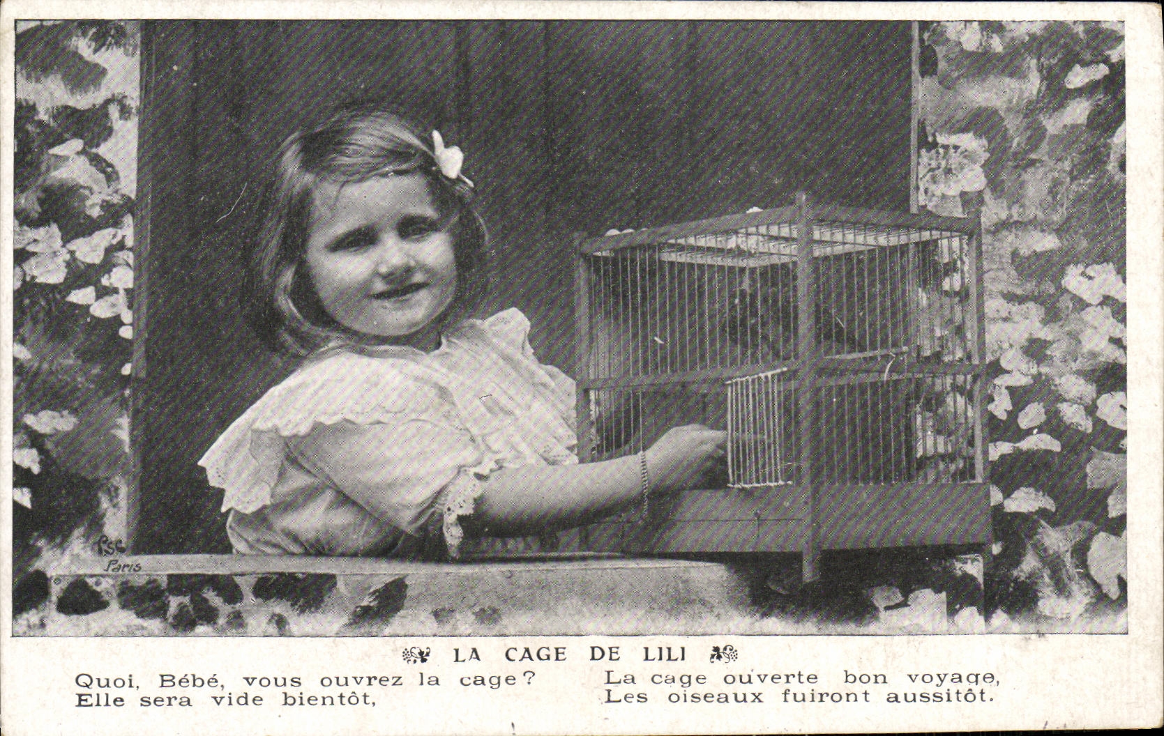 CPA Fantaisie Enfant La cage de Lili Oiseau