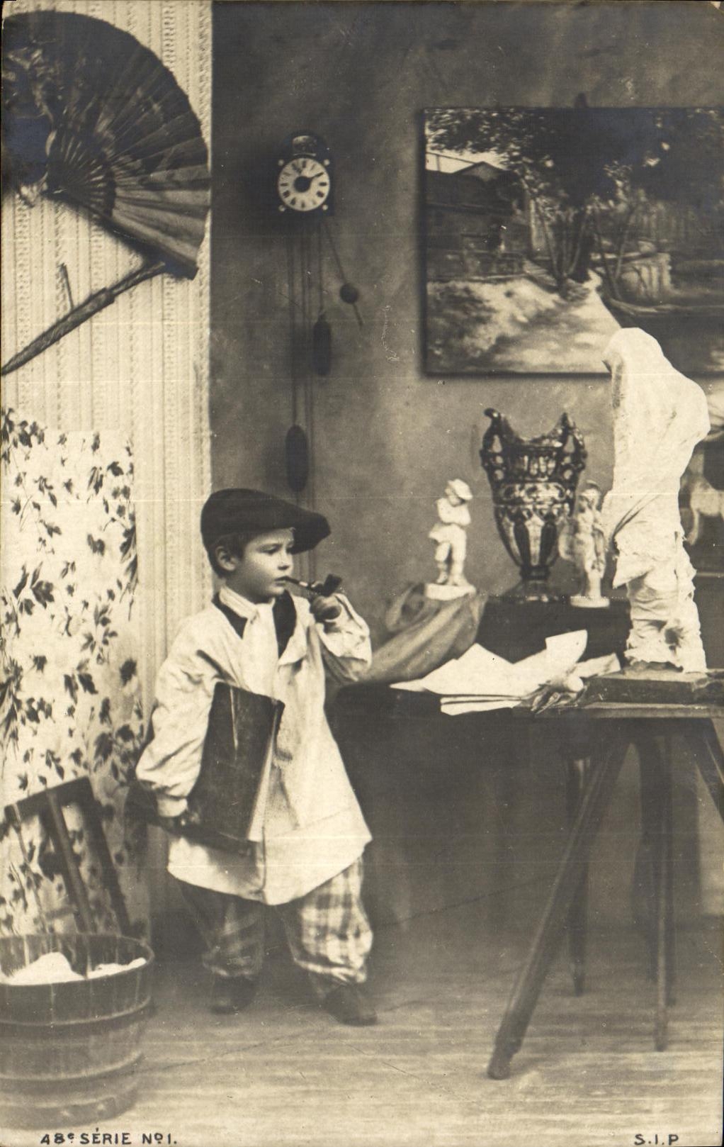 VINTAGE POSTCARD Fantasy Child Artist