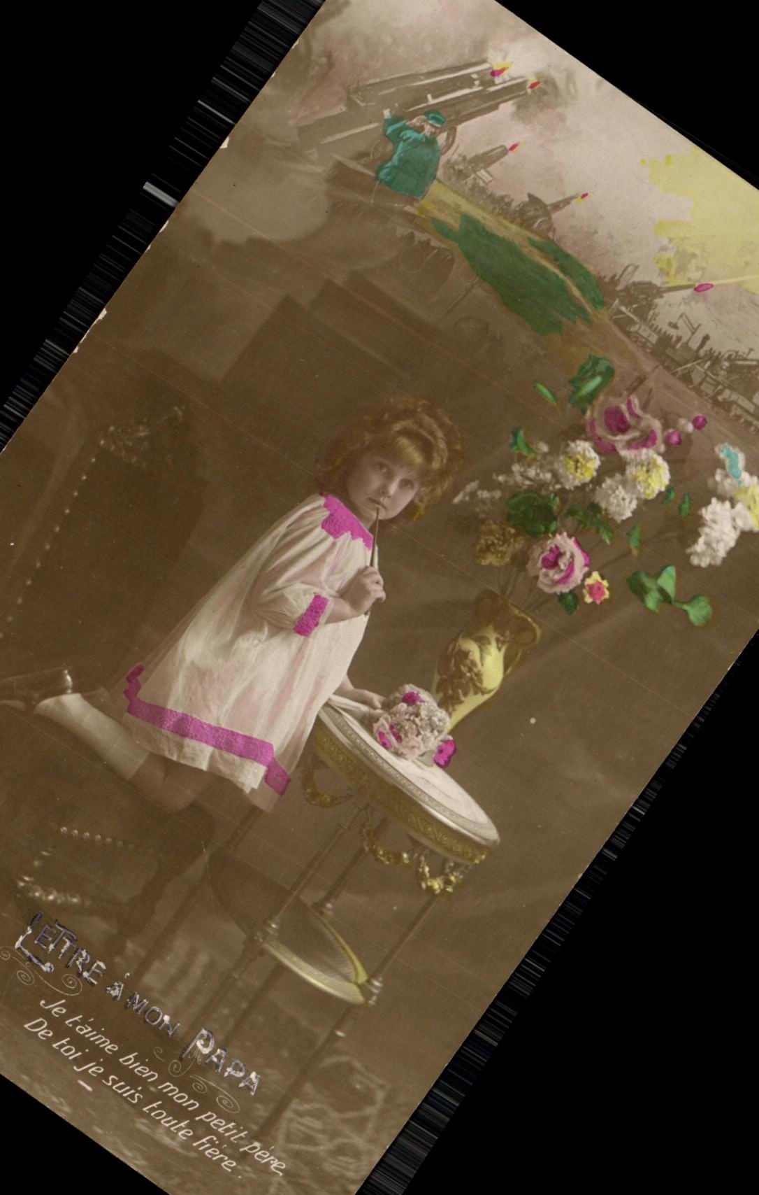 VINTAGE POSTCARD Fantasy Child Militaria Guns