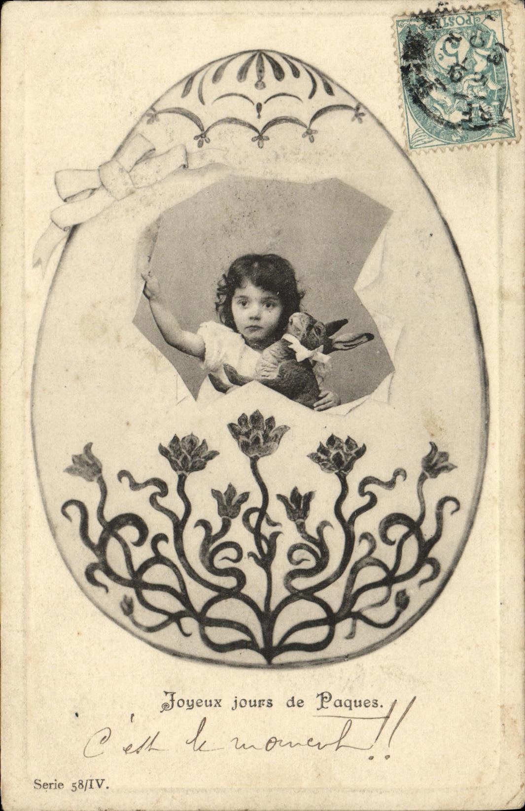 CPA Fantaisie Enfant Lapin Oeuf