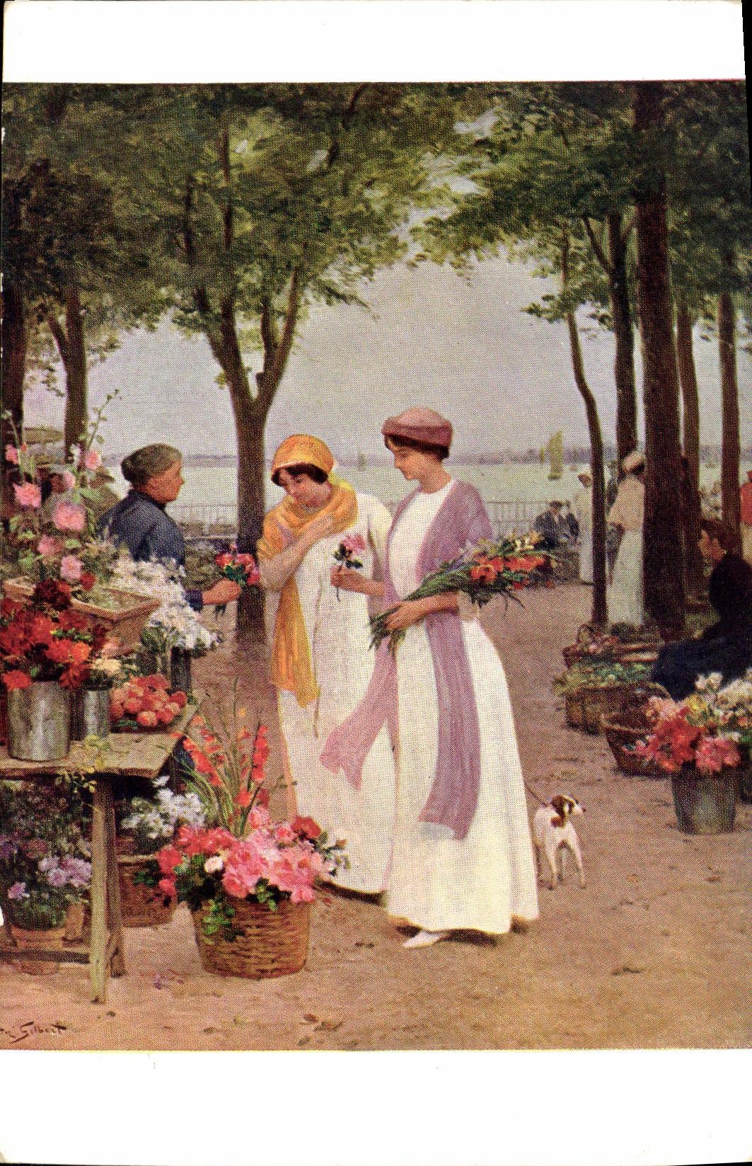 CPA Fantaisie FemmeGilbert Dernieres roses Salons de Paris