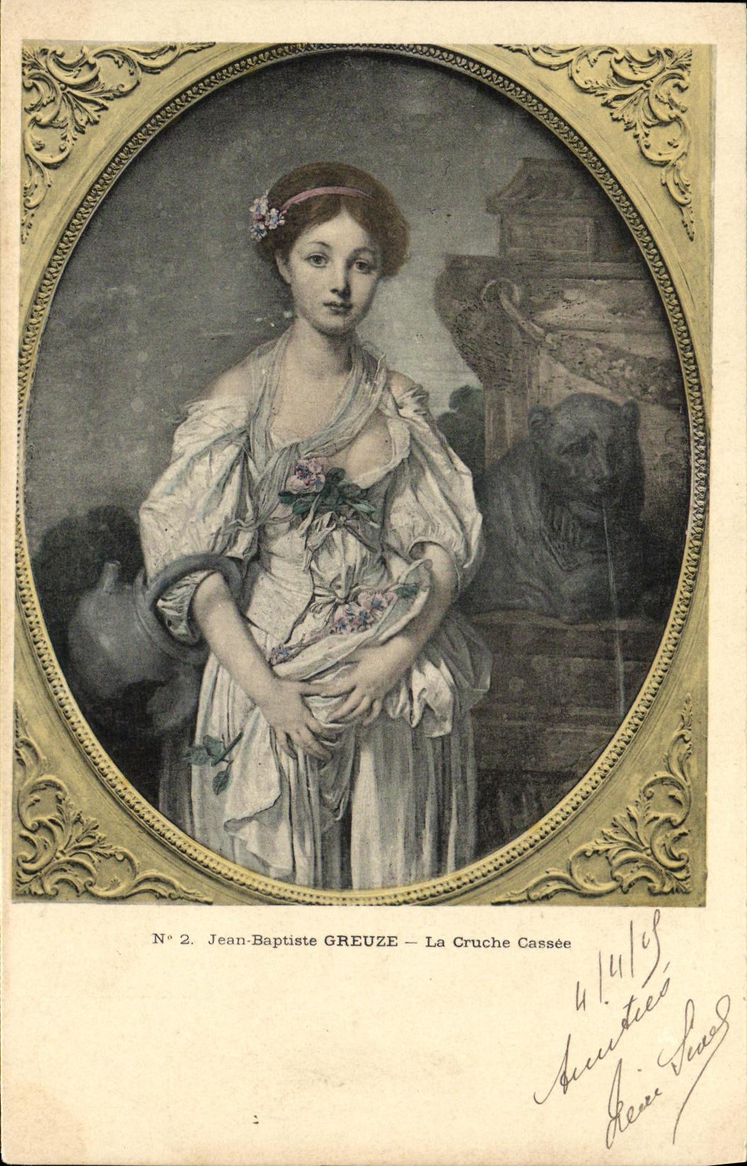 CPA Fantaisie Femme Greuze La cruche cassee