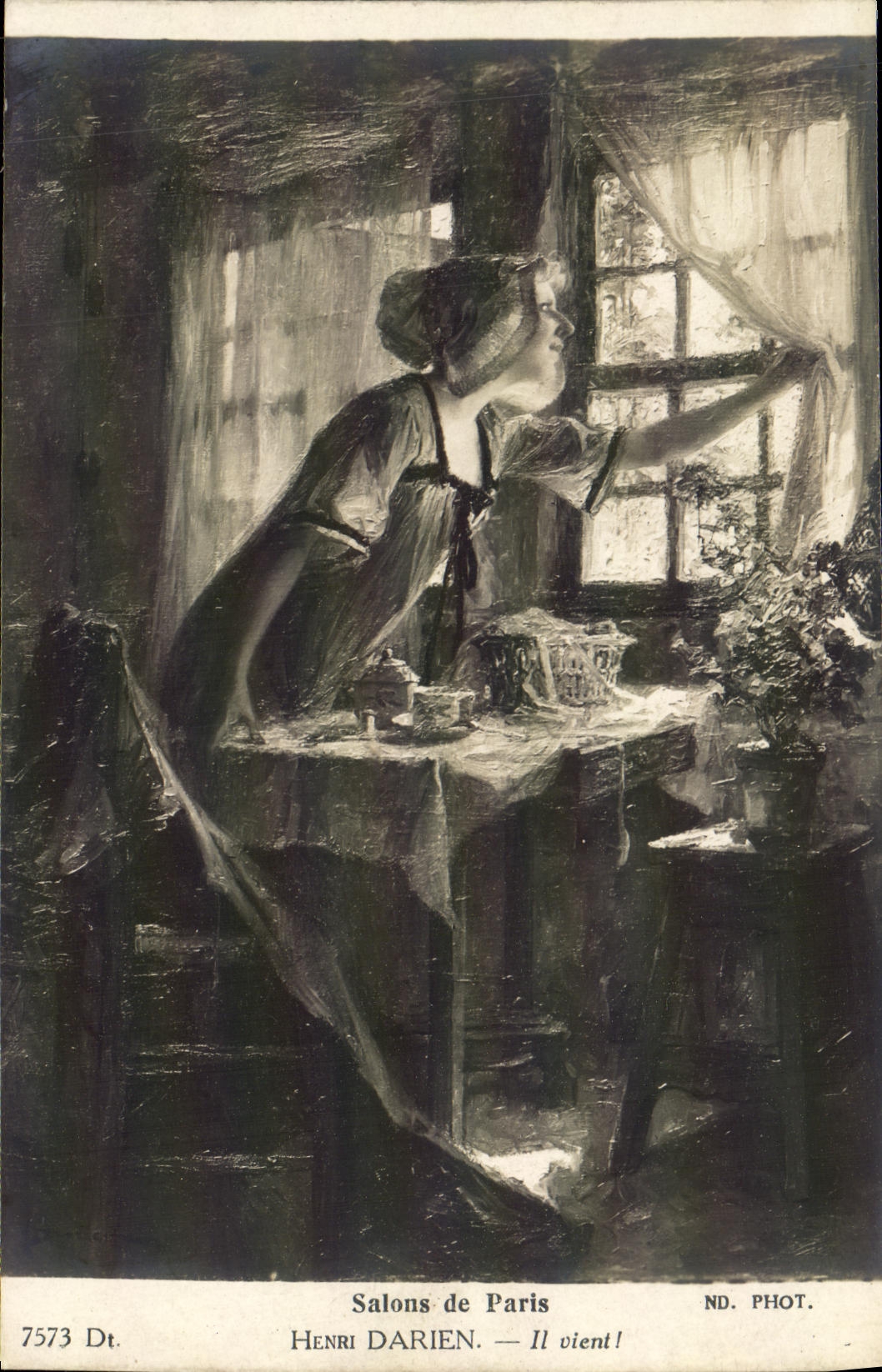 CPA Fantaisie Femme Salons de Paris Henri Darien Il vient 