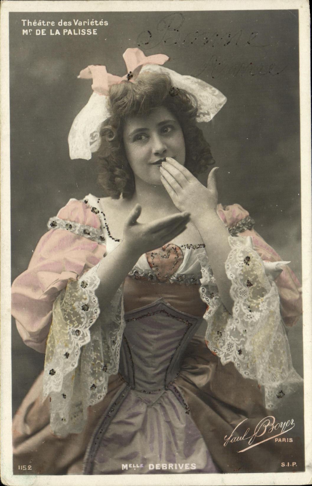 CPA Fantaisie Femme Theatre des Varietes Mr de la Palisse Mlle Debrives