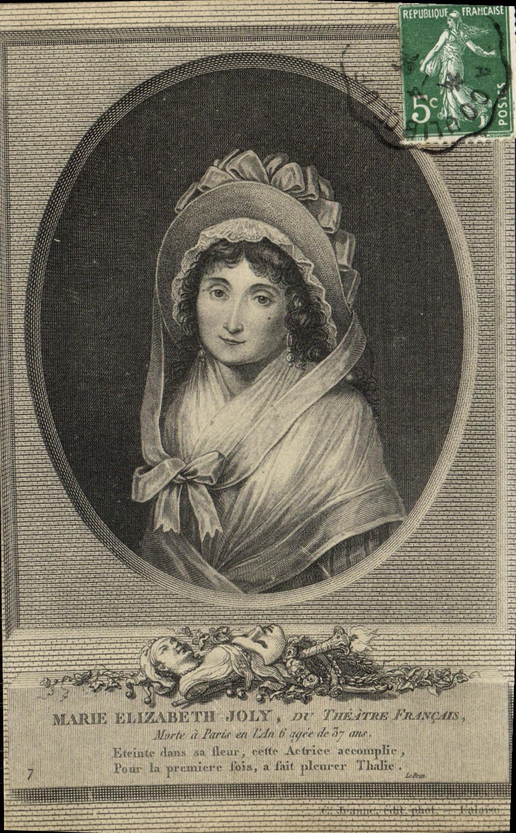 VINTAGE POSTCARD Fantasy Woman Marie Elizabeth Jolly of the French Theater