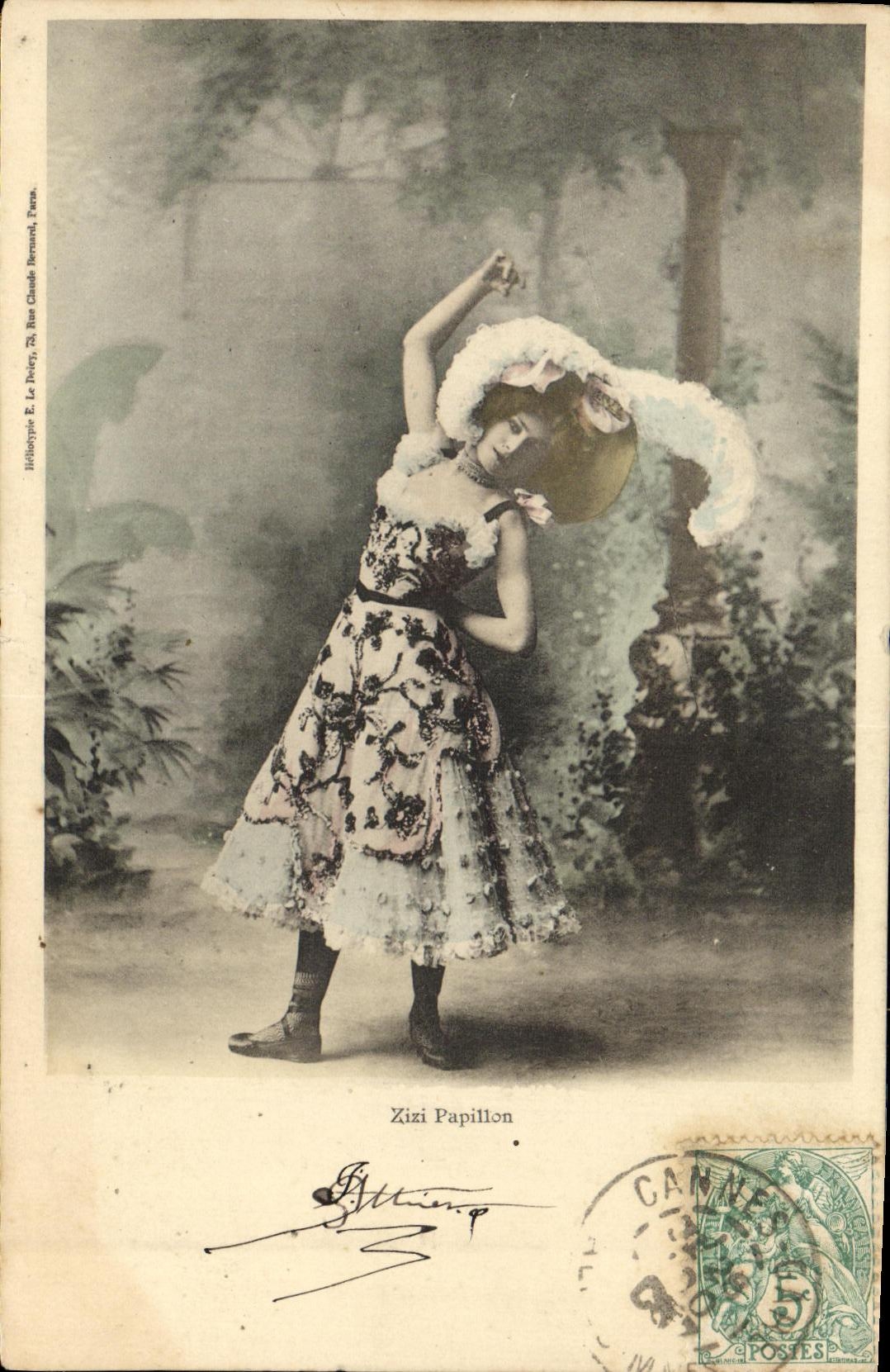 CPA Fantaisie Femme Zizi papillon