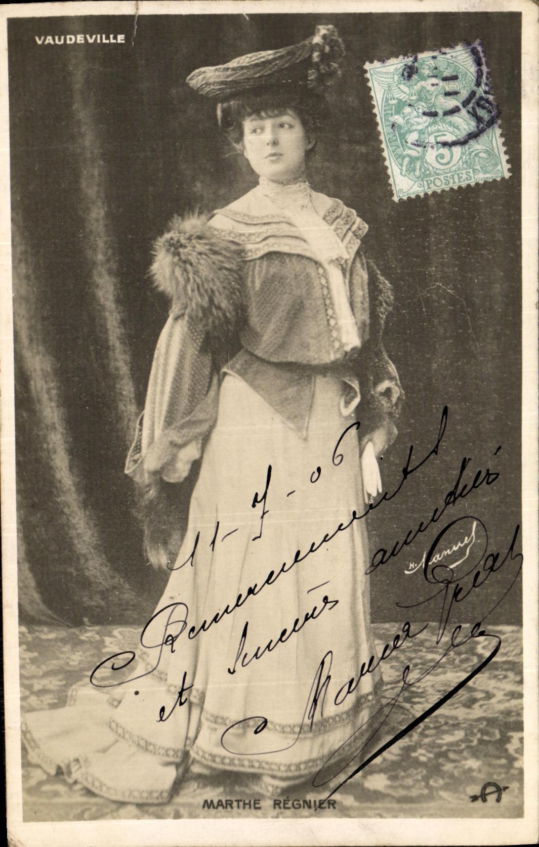 CPA Fantaisie Femme Vaudeville Marthe Regnier 
