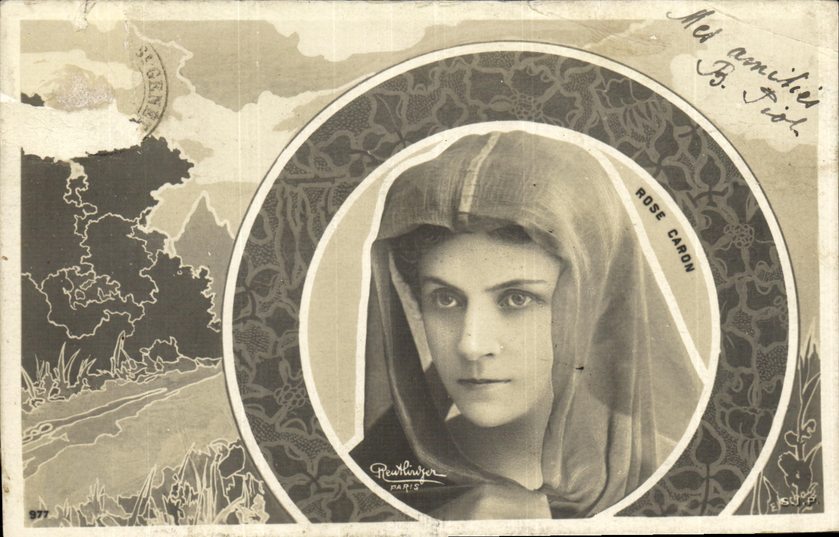 CPA Fantaisie Femme Rose Caron 