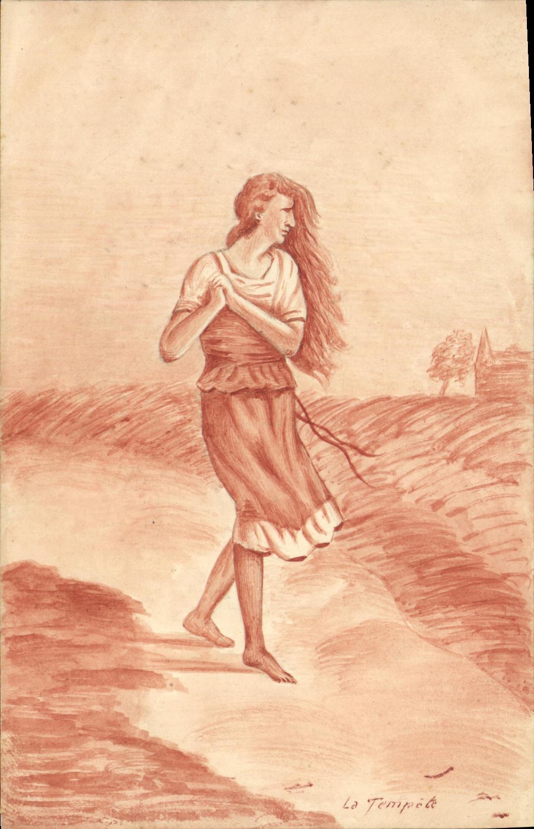 CPA Fantaisie Femme La tempete