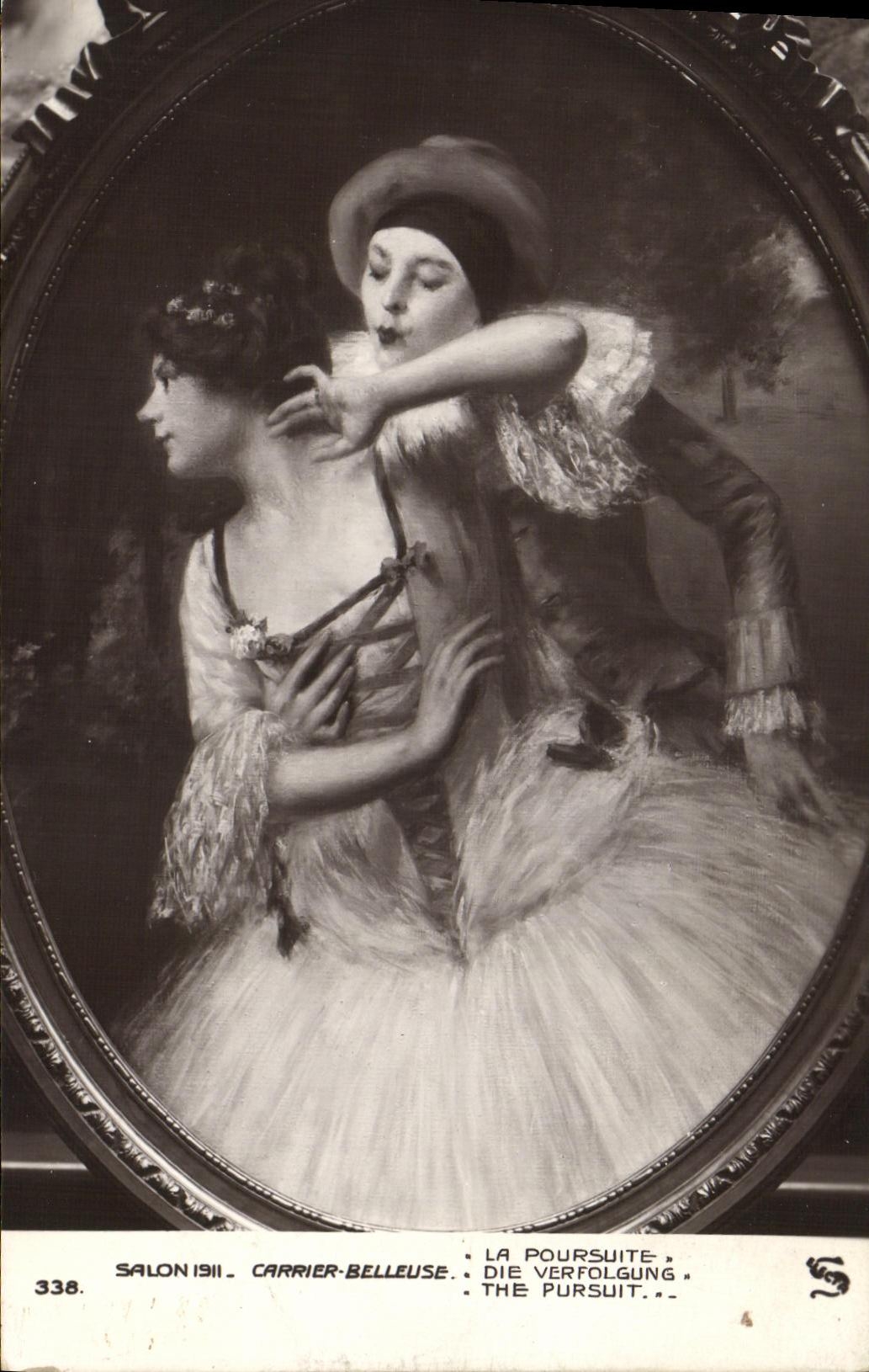 CPA Fantaisie Femme Salon 1911 Carrier Belleuse La poursuite Clown