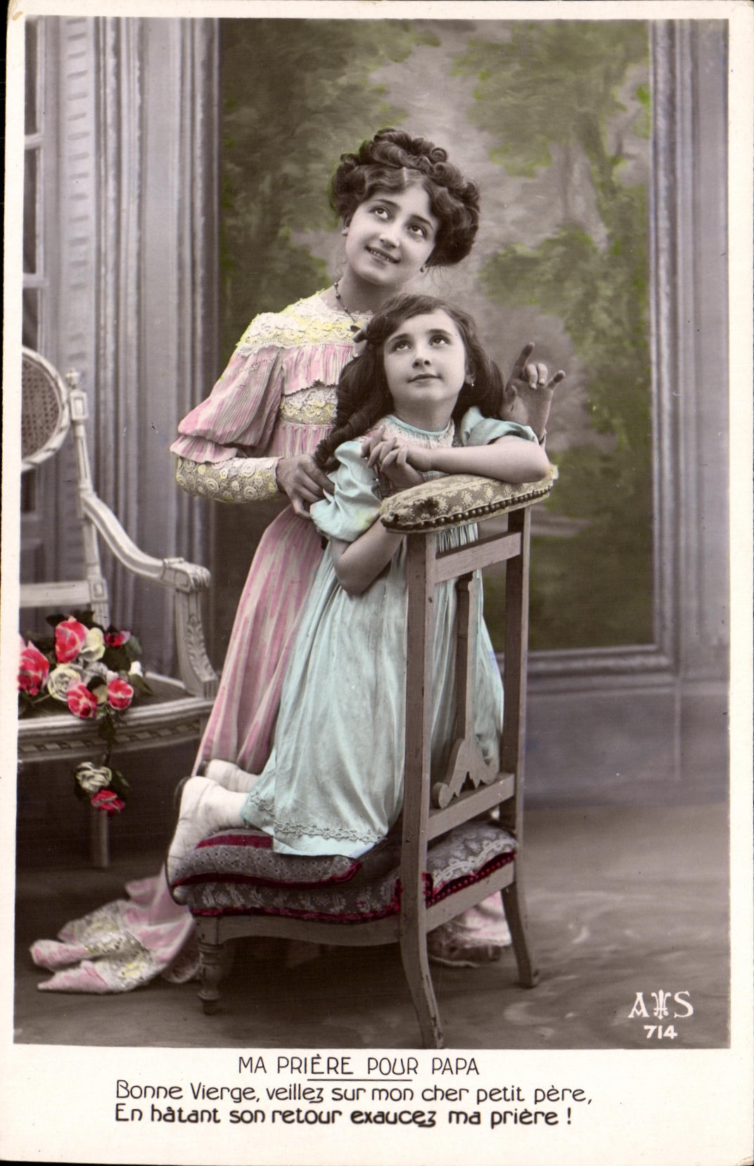 CPA Fantaisie Femme Ma priere pour papa