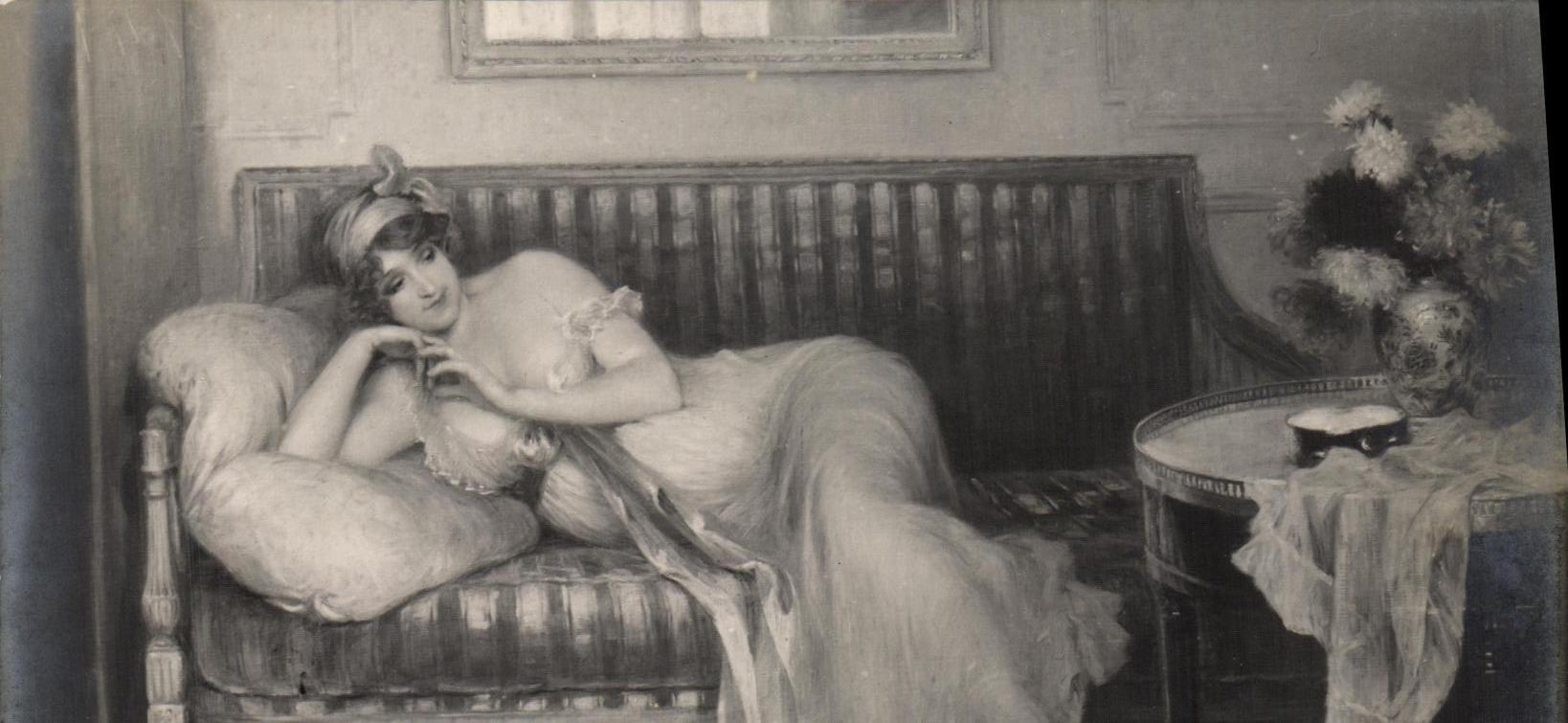 CPA Fantaisie Femme salon 1914 Edouard Gelhay Reverie