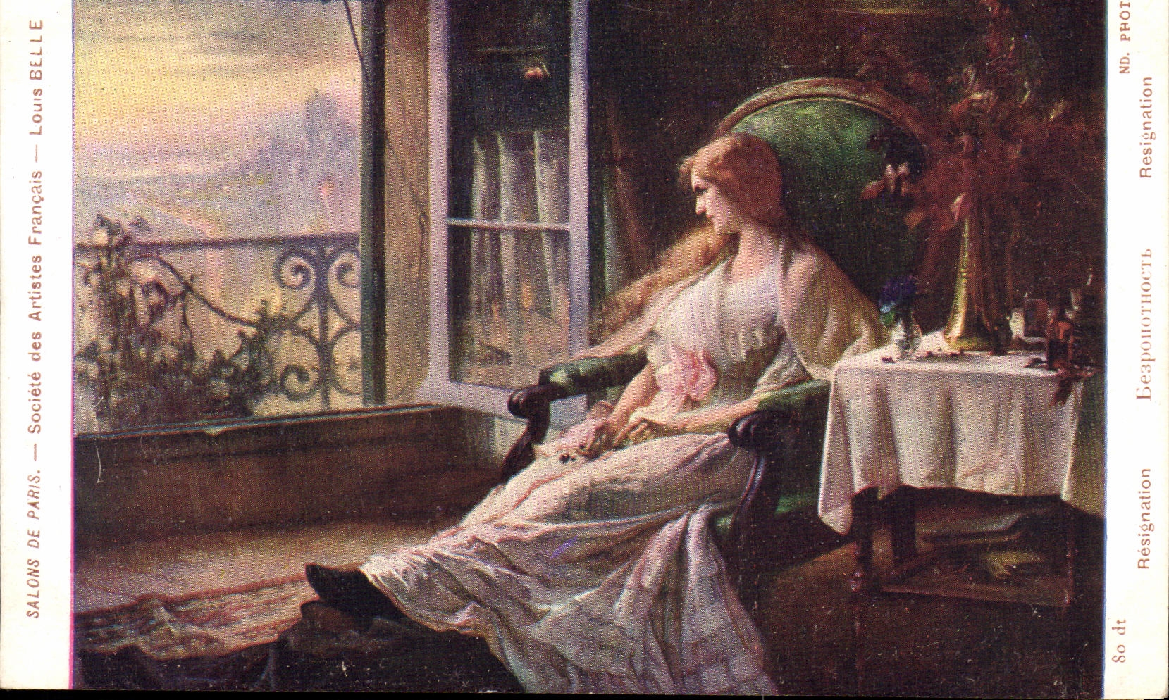 CPA Fantaisie Femme Salons de Paris Louis Belle Resignation 
