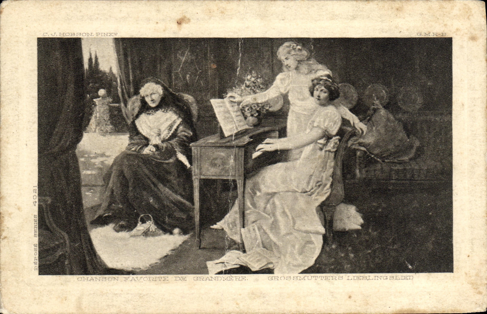 CPA Fantaisie Femme Chanson favorite de grand mere Hobson Piano